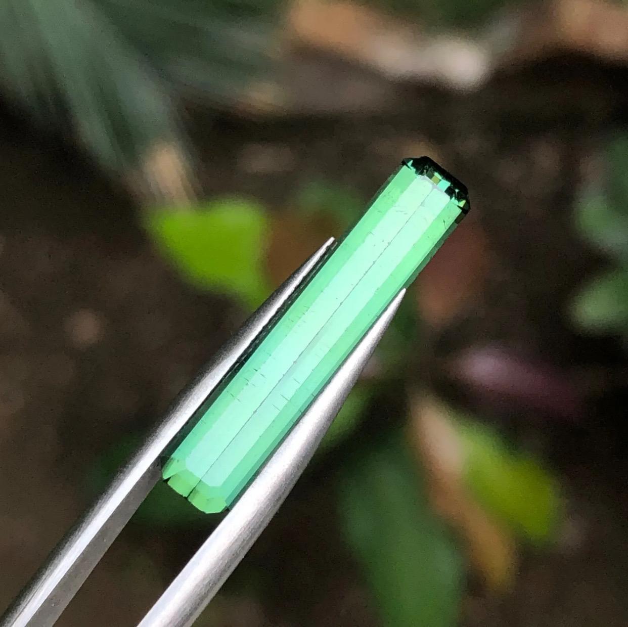 Rare Green Elongated Emerald Cut Natural Tourmaline Loose Gemstone, 5.15 Ct-Afg For Sale 5