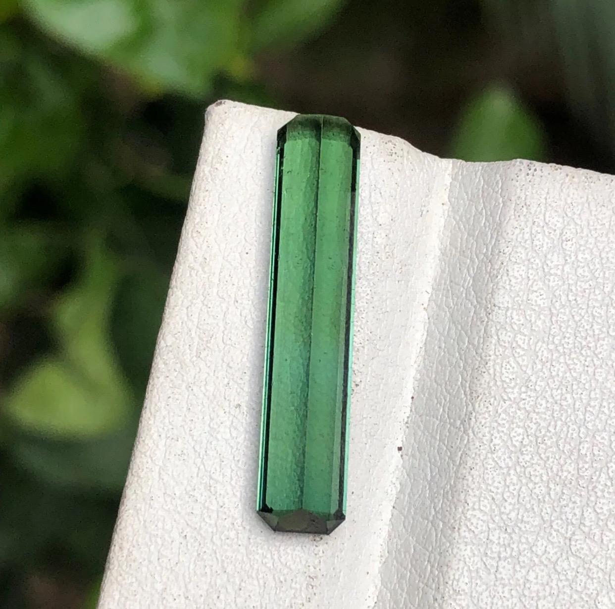 Contemporary Rare Green Elongated Emerald Cut Natural Tourmaline Loose Gemstone, 5.15 Ct-Afg For Sale