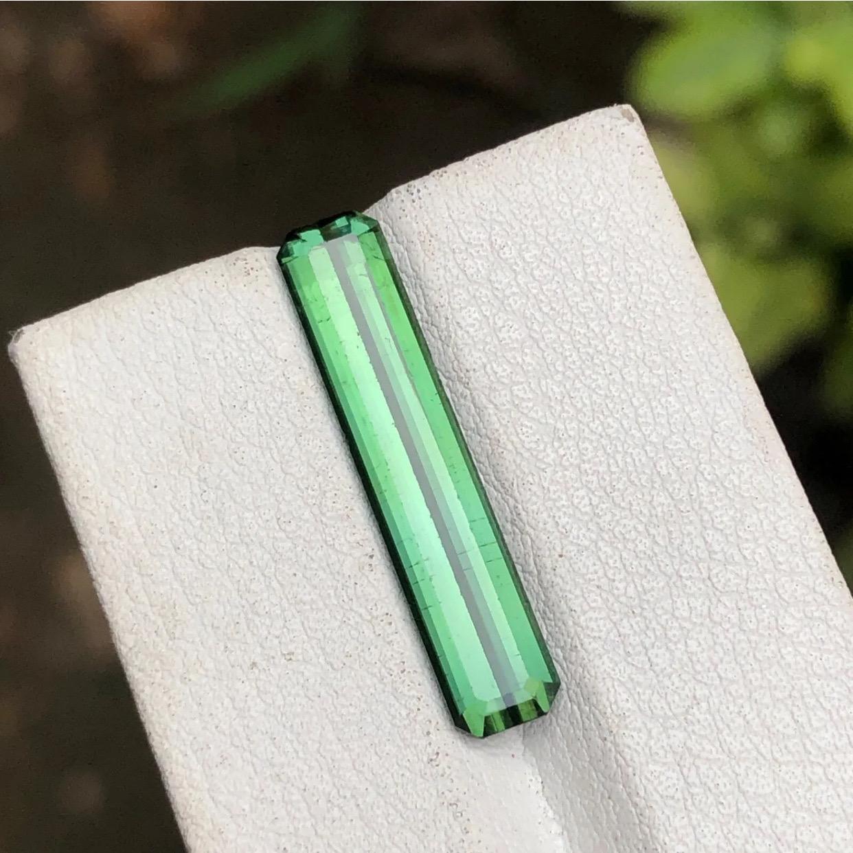 Women's or Men's Rare Green Elongated Emerald Cut Natural Tourmaline Loose Gemstone, 5.15 Ct-Afg For Sale