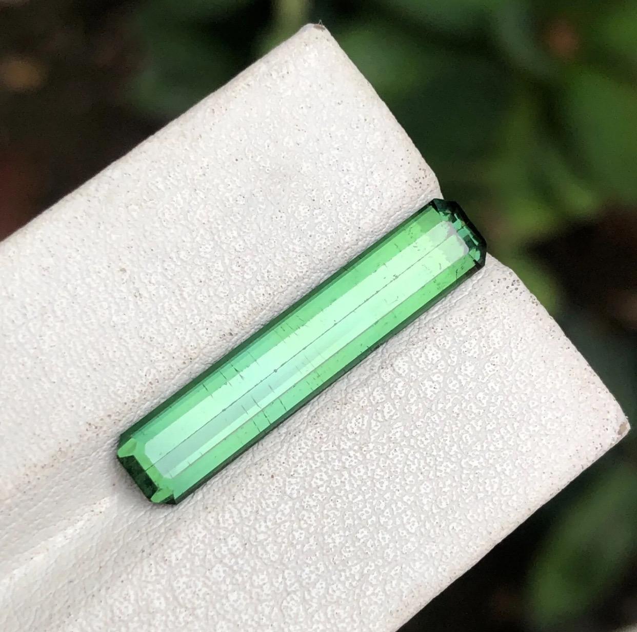 Rare Green Elongated Emerald Cut Natural Tourmaline Loose Gemstone, 5.15 Ct-Afg For Sale 1