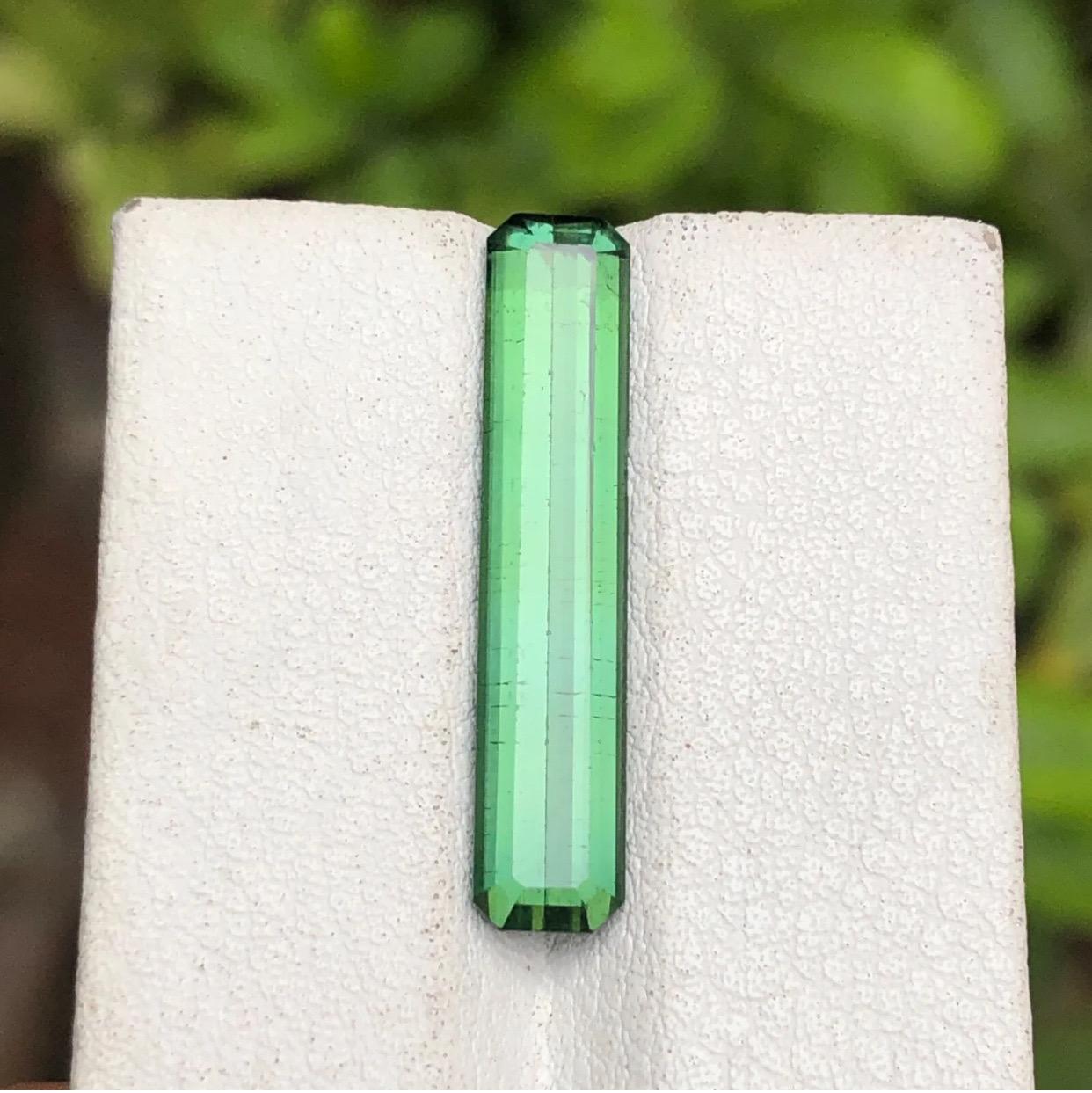 Rare Green Elongated Emerald Cut Natural Tourmaline Loose Gemstone, 5.15 Ct-Afg For Sale 3