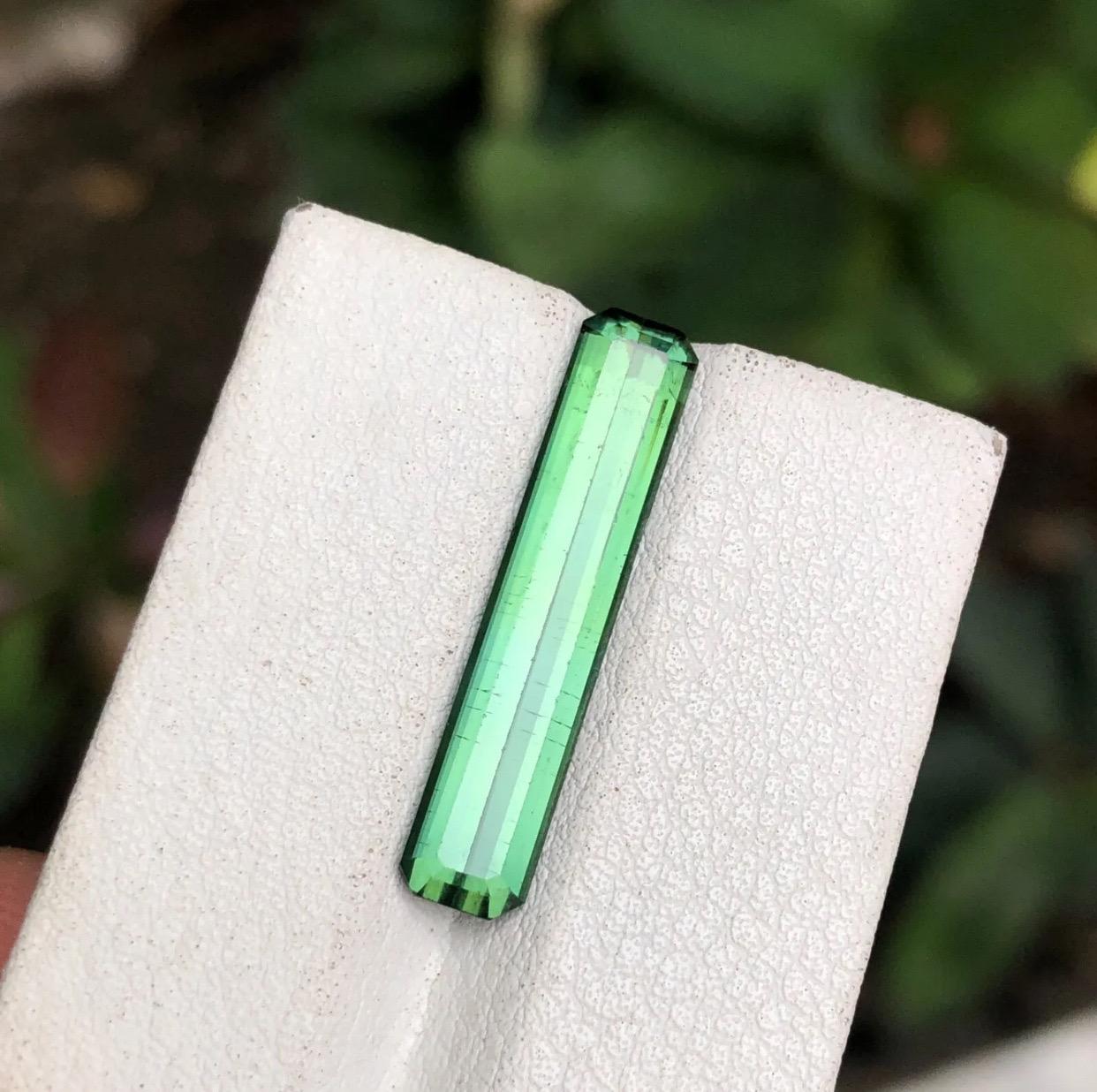 Rare Green Elongated Emerald Cut Natural Tourmaline Loose Gemstone, 5.15 Ct-Afg For Sale 4