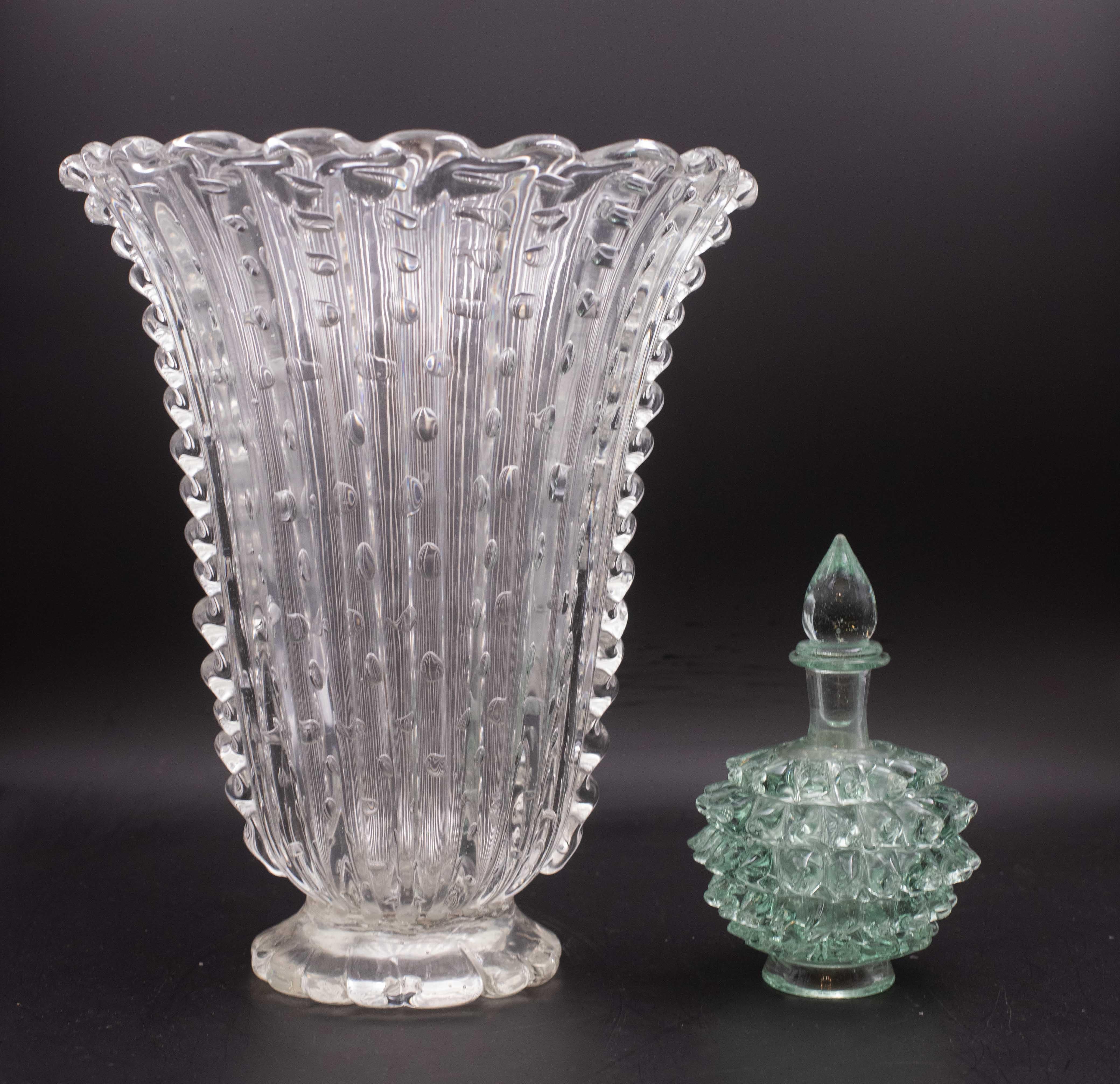 Raro vaso in vetro di Murano verde di Ercole Barovier Rostrato per Barovier&Toso in vendita 4