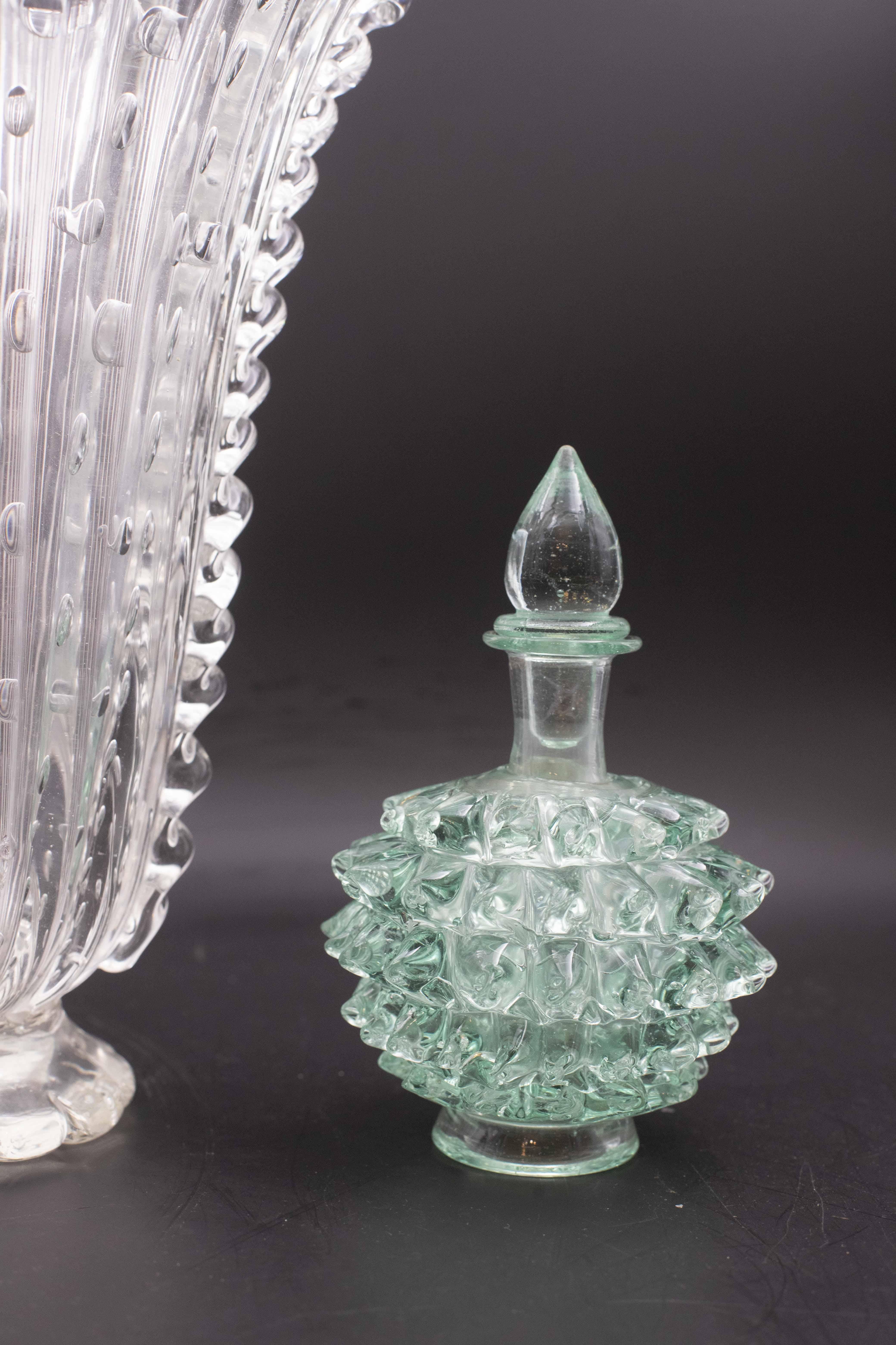 Raro vaso in vetro di Murano verde di Ercole Barovier Rostrato per Barovier&Toso in vendita 5