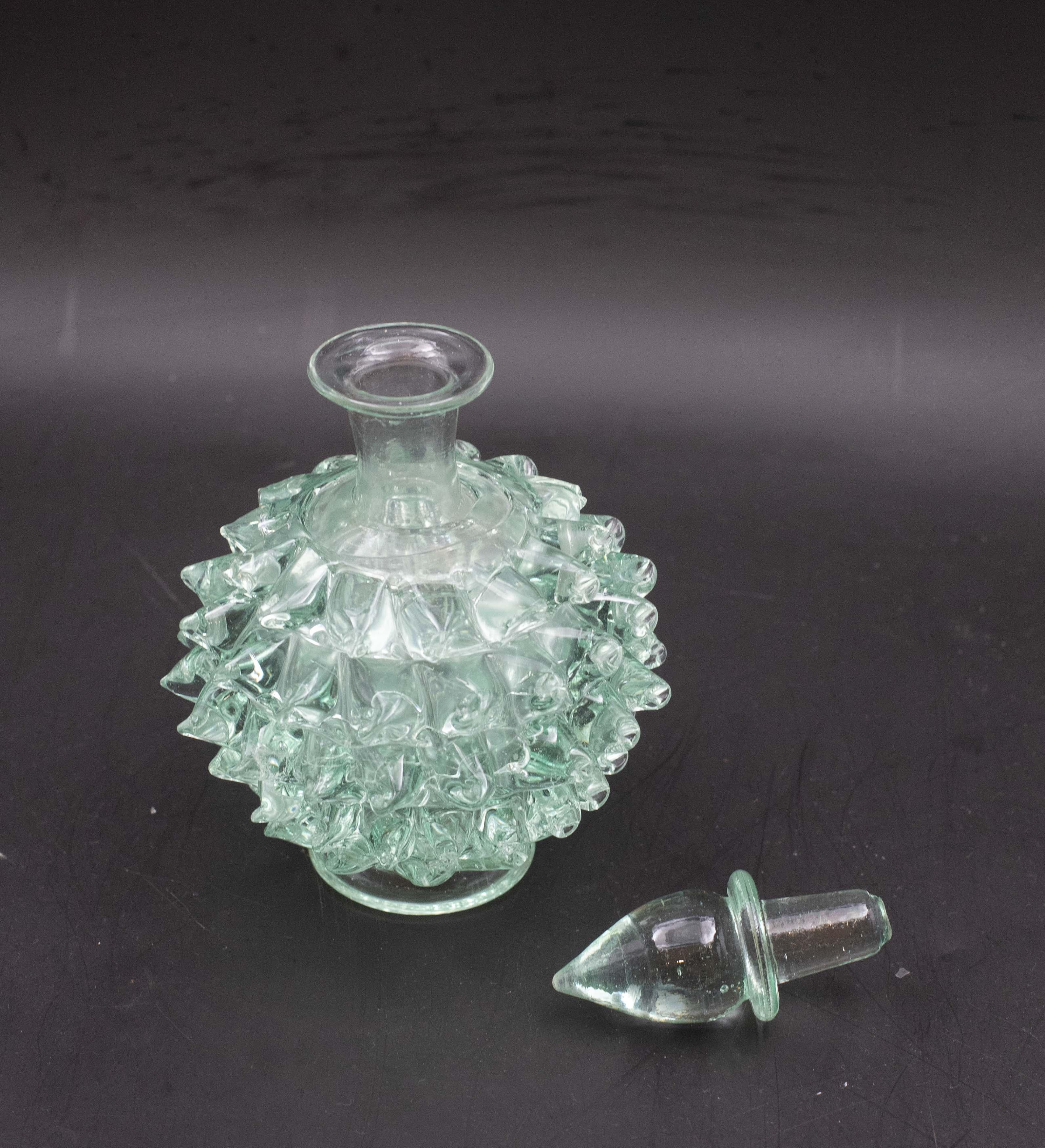 Metà XX secolo Raro vaso in vetro di Murano verde di Ercole Barovier Rostrato per Barovier&Toso in vendita
