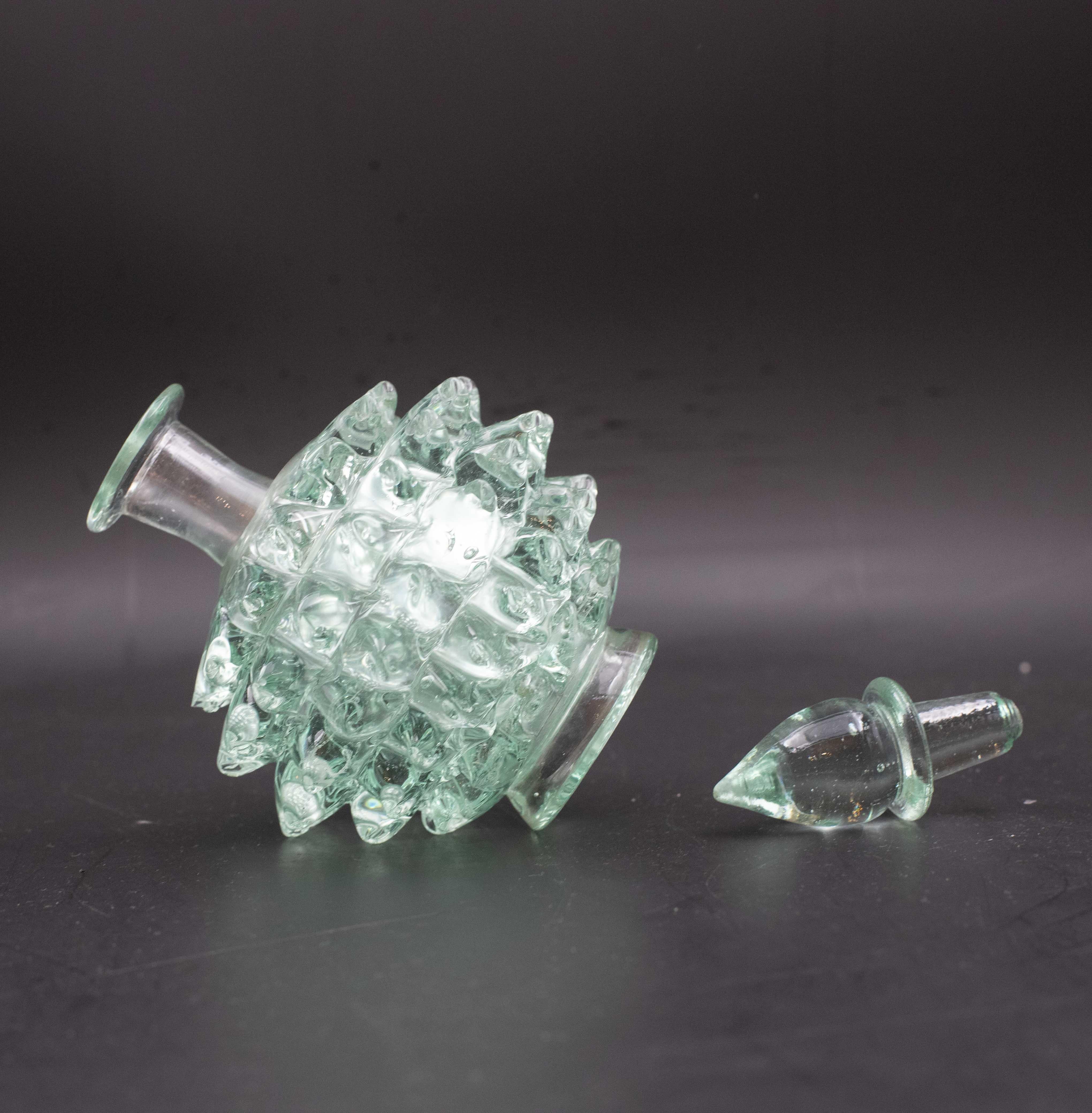 Vetro di Murano Raro vaso in vetro di Murano verde di Ercole Barovier Rostrato per Barovier&Toso in vendita