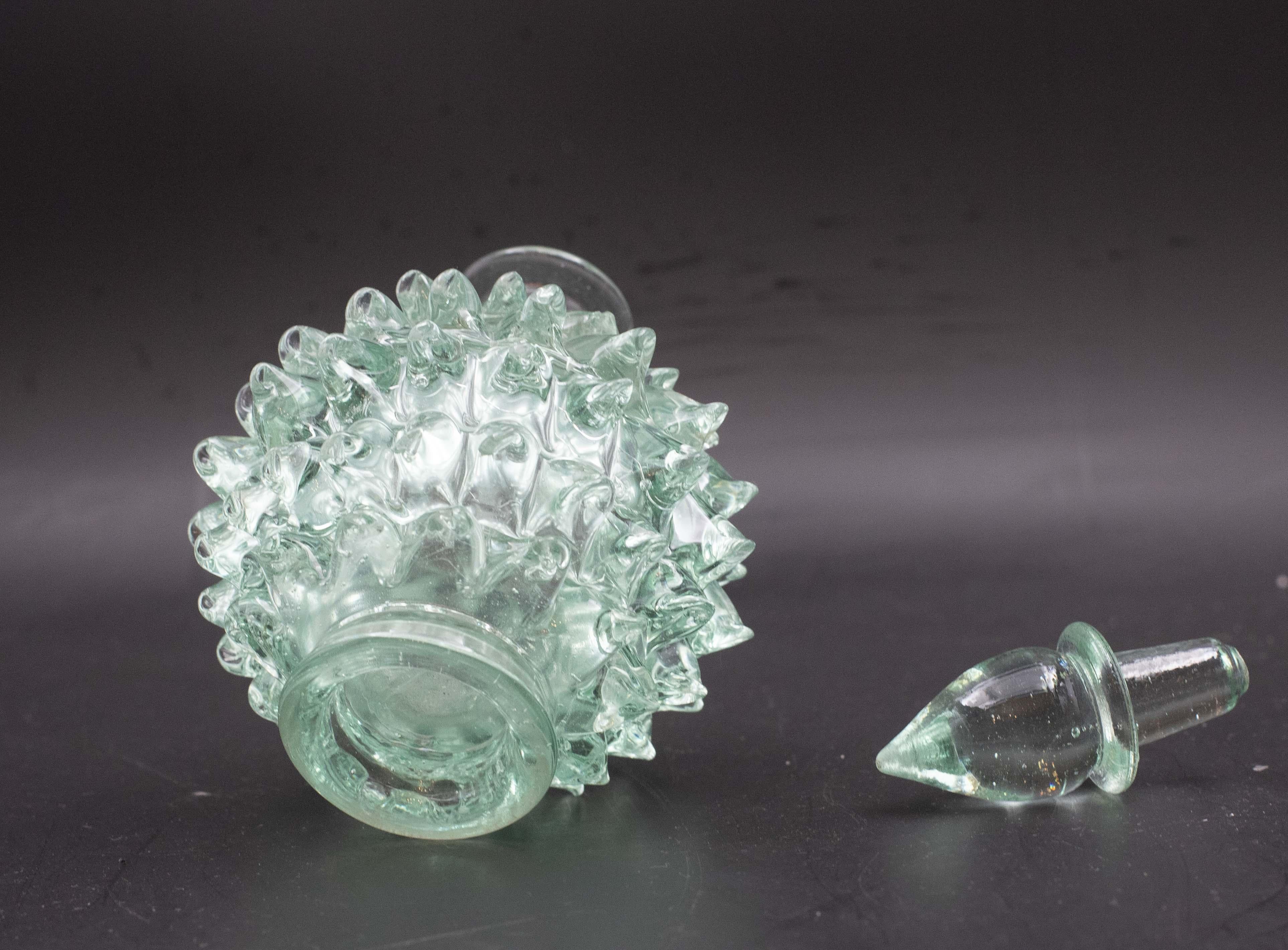 Raro vaso in vetro di Murano verde di Ercole Barovier Rostrato per Barovier&Toso in vendita 1