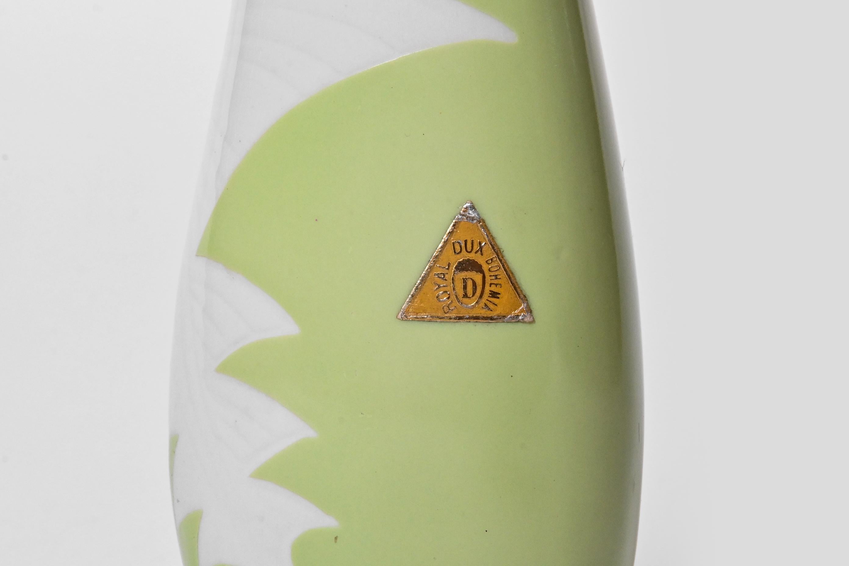 Mid-Century Modern Rare Green Fish Porcelain Vase by Jaroslav Ježek for Royal Dux Porcelain, 1960s For Sale