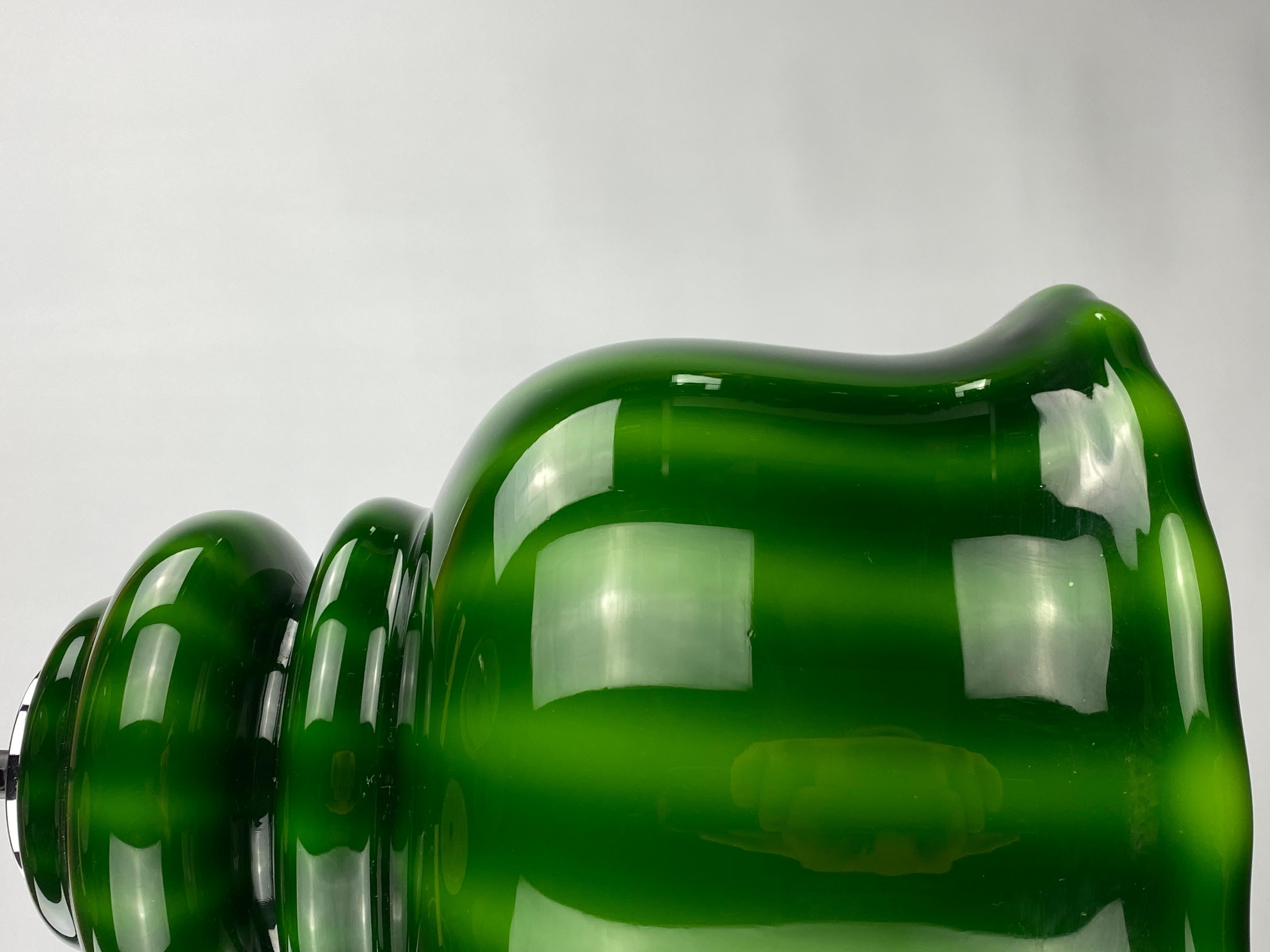 German Rare green glass pendant light by Peill and Putzler 1960 For Sale