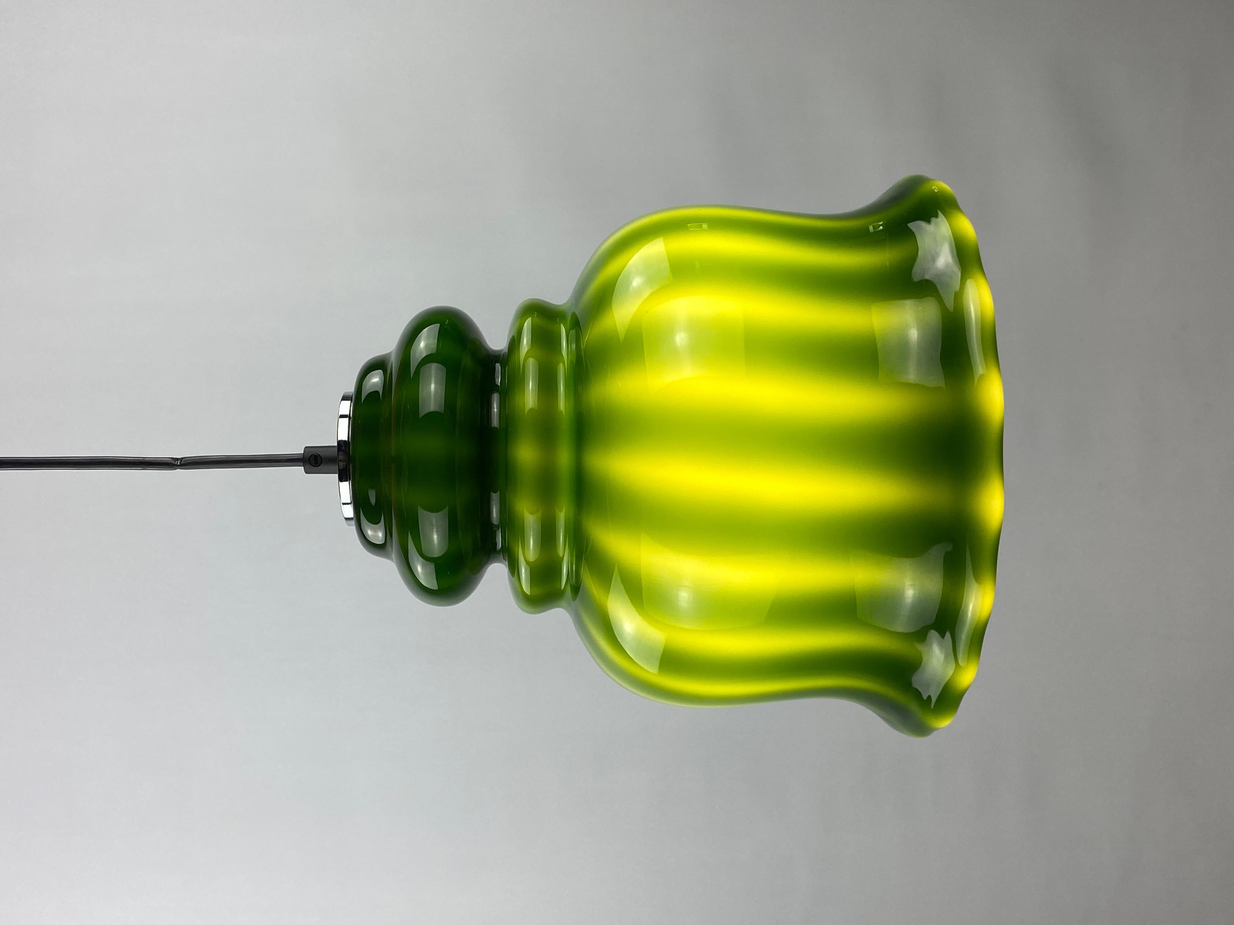 20th Century Rare green glass pendant light by Peill and Putzler 1960 For Sale