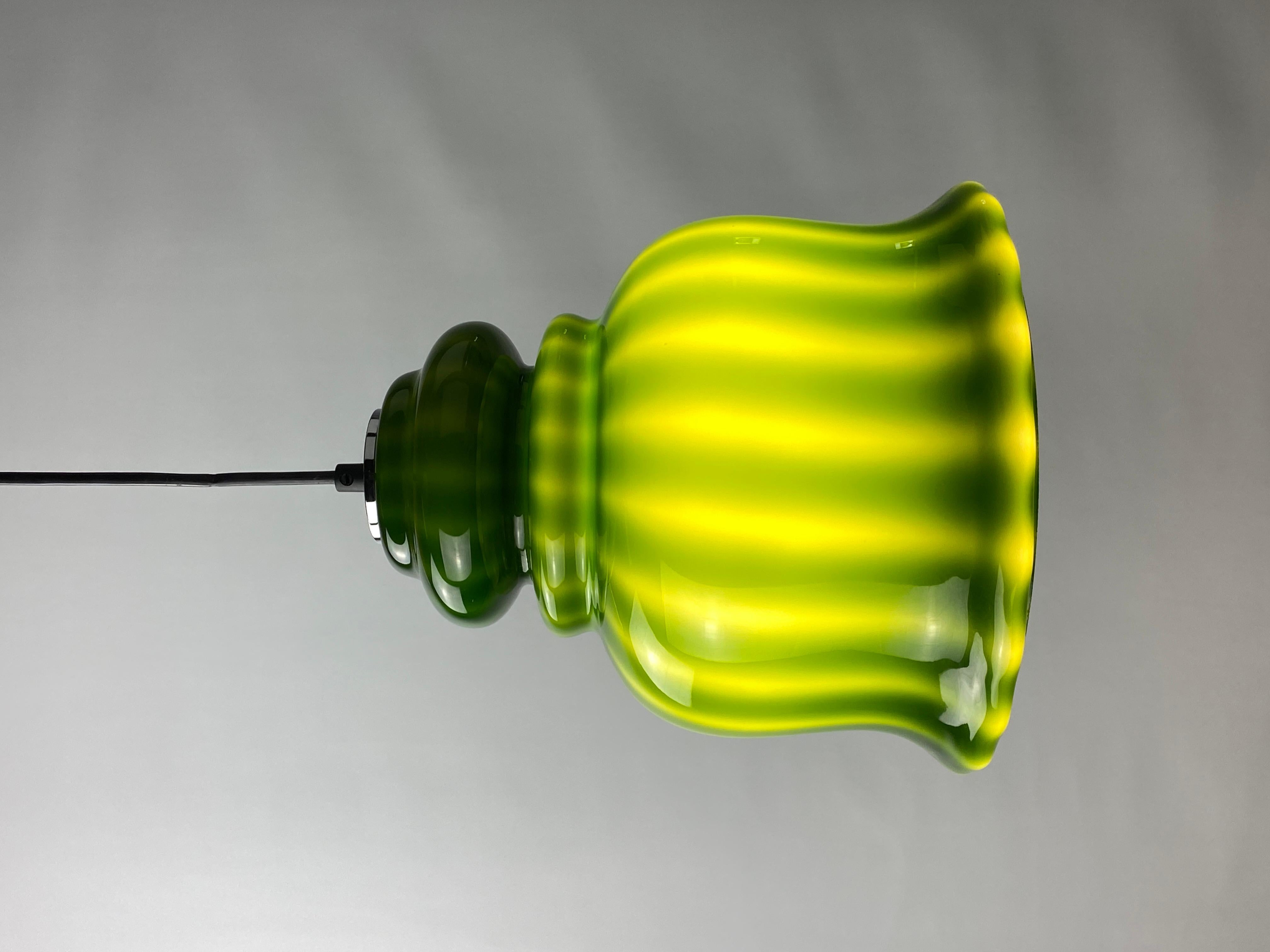 Rare green glass pendant light by Peill and Putzler 1960 For Sale 1