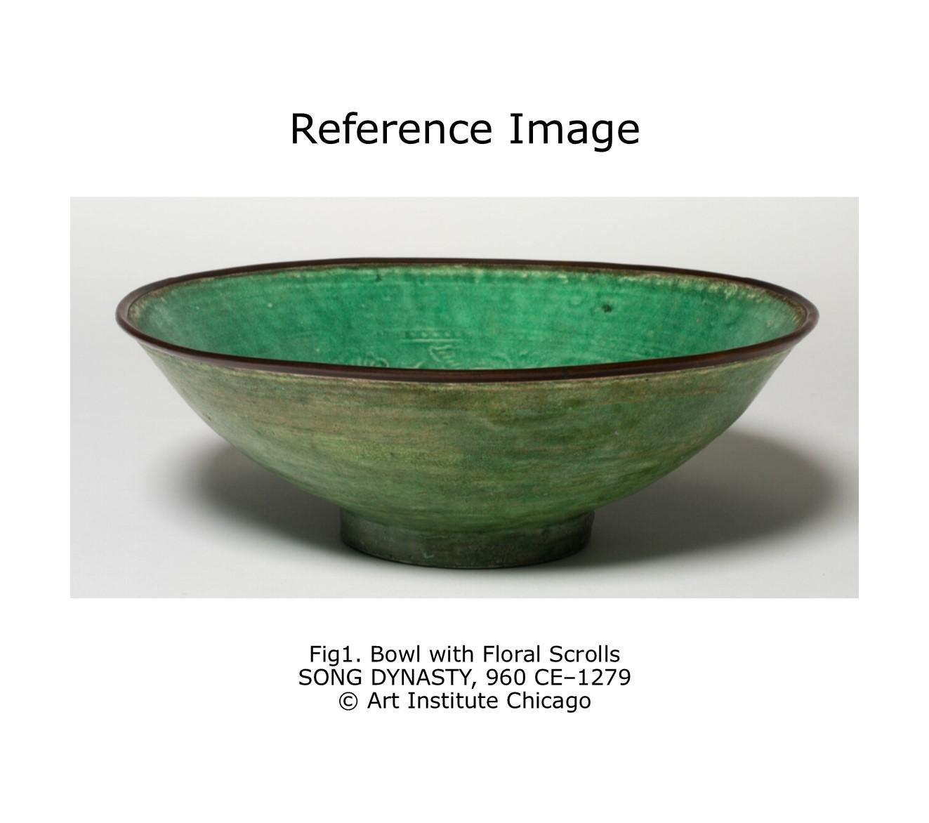 Rare Green-Glazed 'Fishes and Wave' Bowl, Liao-Song Dynasty For Sale 6
