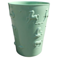 Rare Green Great Vase Angelo Biancini 1930 Futuristic Made in Italy Laveno