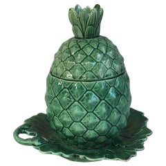 Rare Green Majolica Pineapple Tureen, Circa 1880