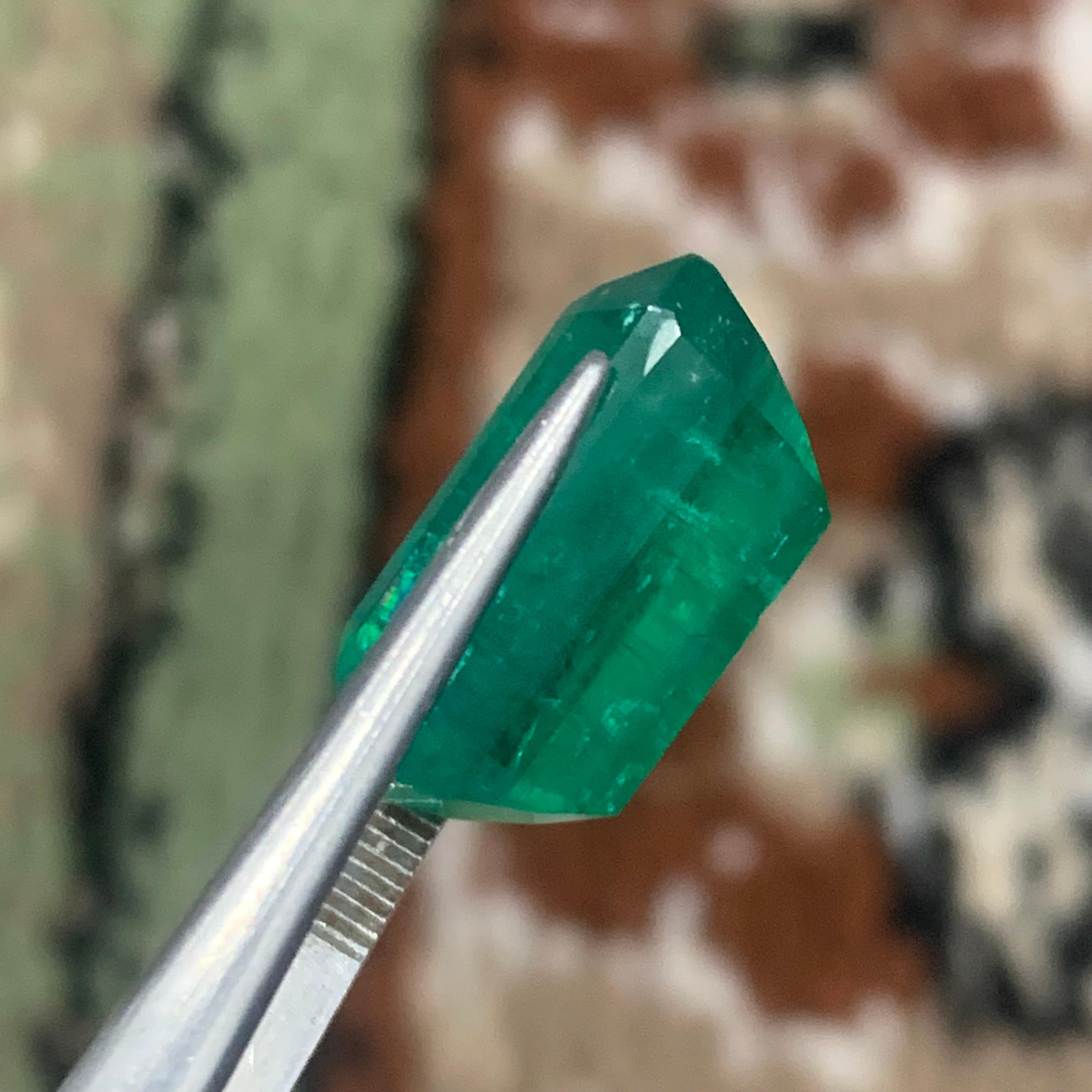 Rare Green Natural Emerald Ring Pendant Loose Gemstone 15.40Ct Emerald Cut-Jewel For Sale 6