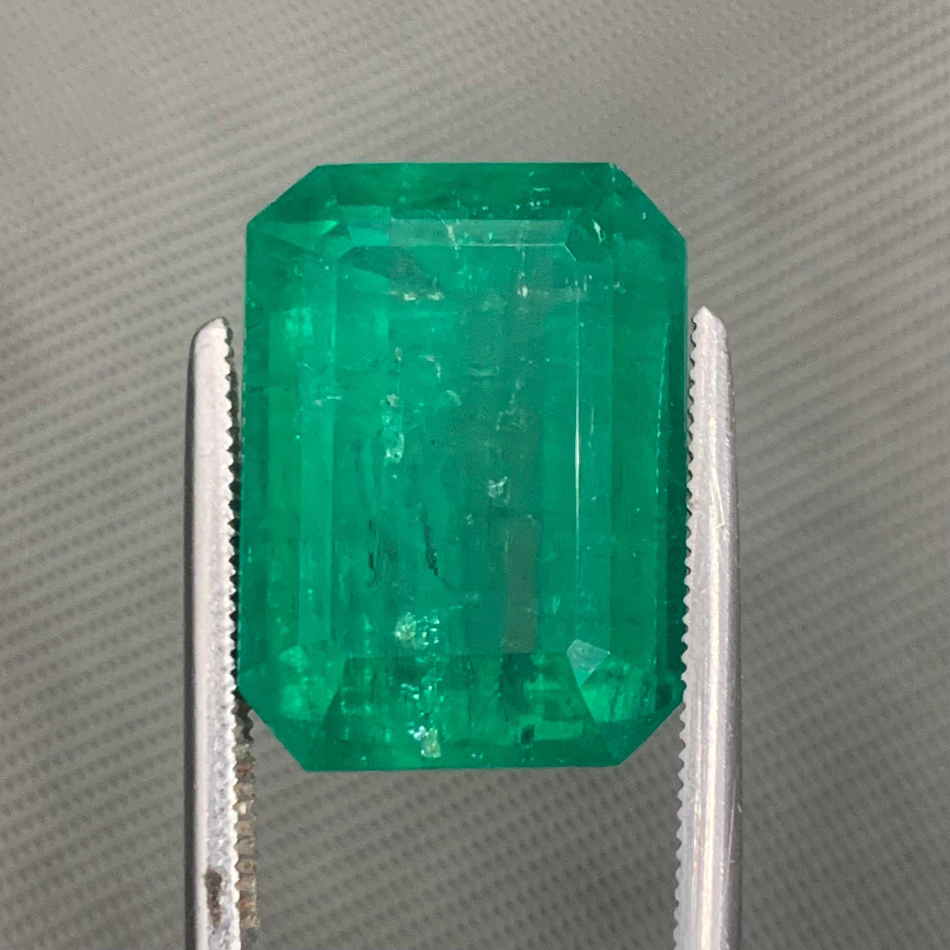Rare Green Natural Emerald Ring Pendant Loose Gemstone 15.40Ct Emerald Cut-Jewel In New Condition For Sale In Peshawar, PK