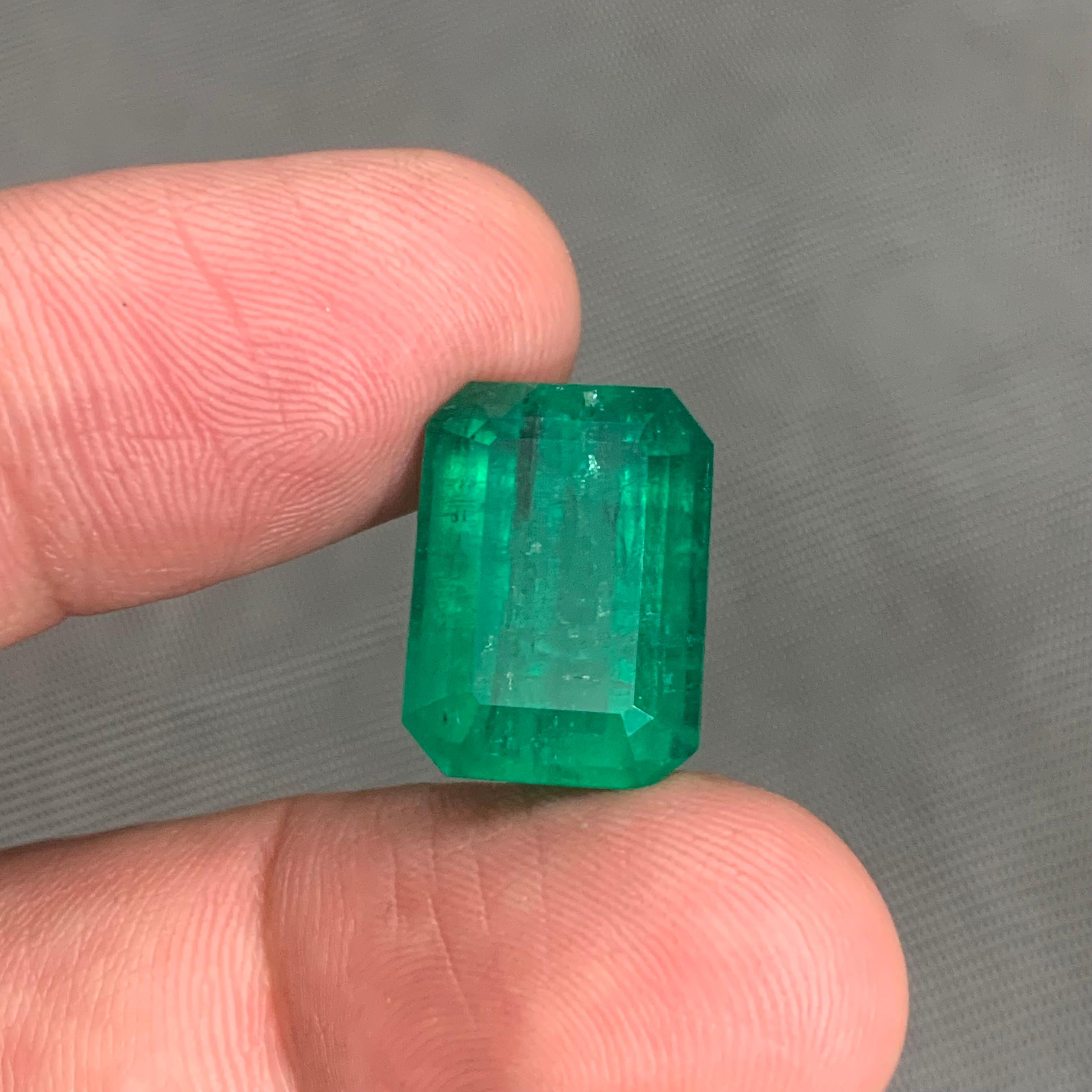Women's or Men's Rare Green Natural Emerald Ring Pendant Loose Gemstone 15.40Ct Emerald Cut-Jewel For Sale