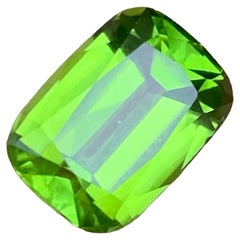 Rare Green Natural Peridot Gemstone, 5.70 Ct Cushion Cut for Ring, Pendant Jewel