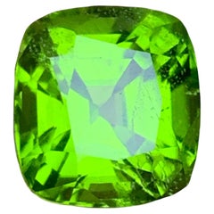 Piedra natural verde de peridoto, talla cojín de 7,35 ct para anillo, joyería colgante