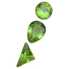 Rare Green Natural Peridot Gemstones, 3.45 Ct Round, Pear & Trillion Cut-Jewelry