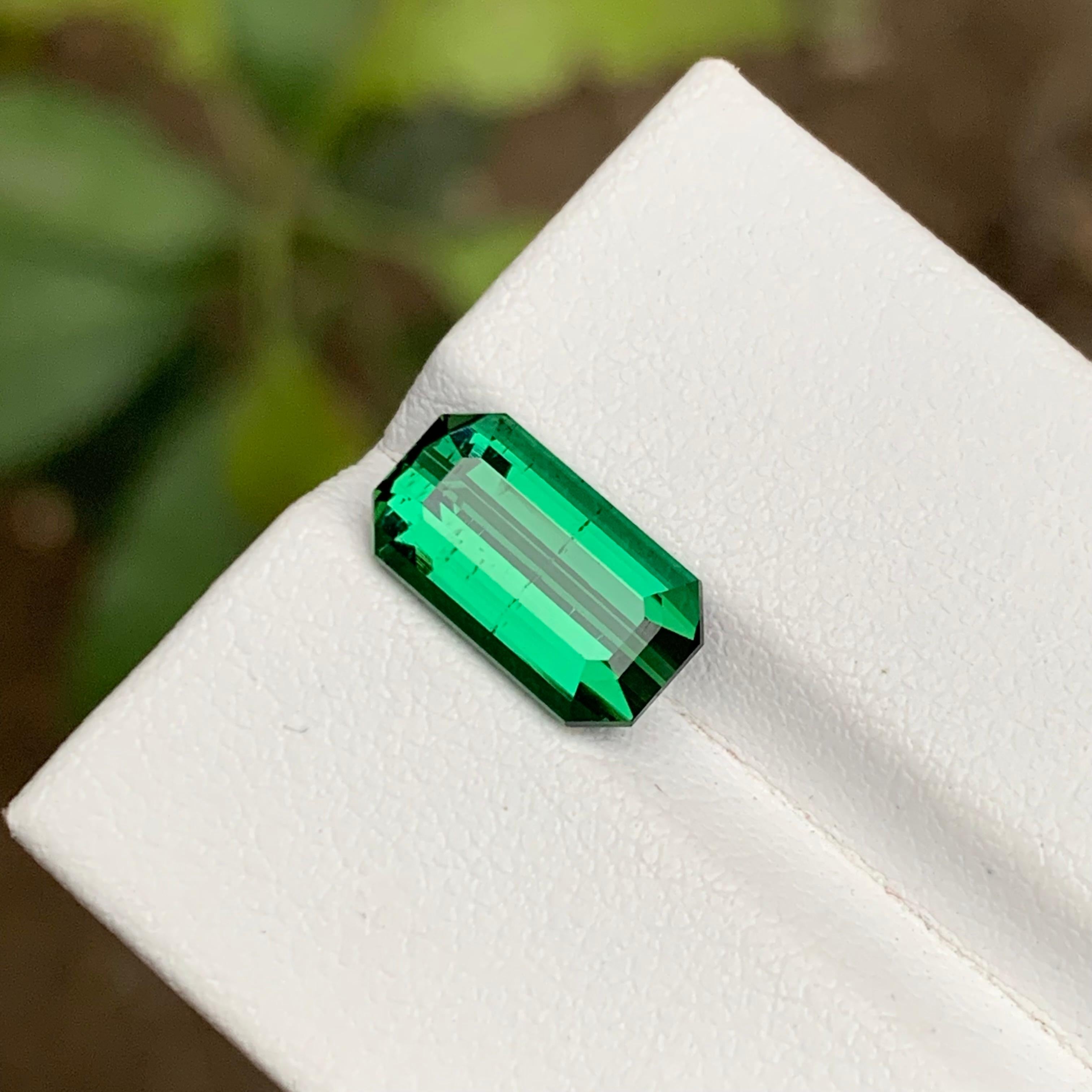 Rare Green Natural Tourmaline Gemstone, 3.85 Carat Emerald Cut for Ring/Pendant 5