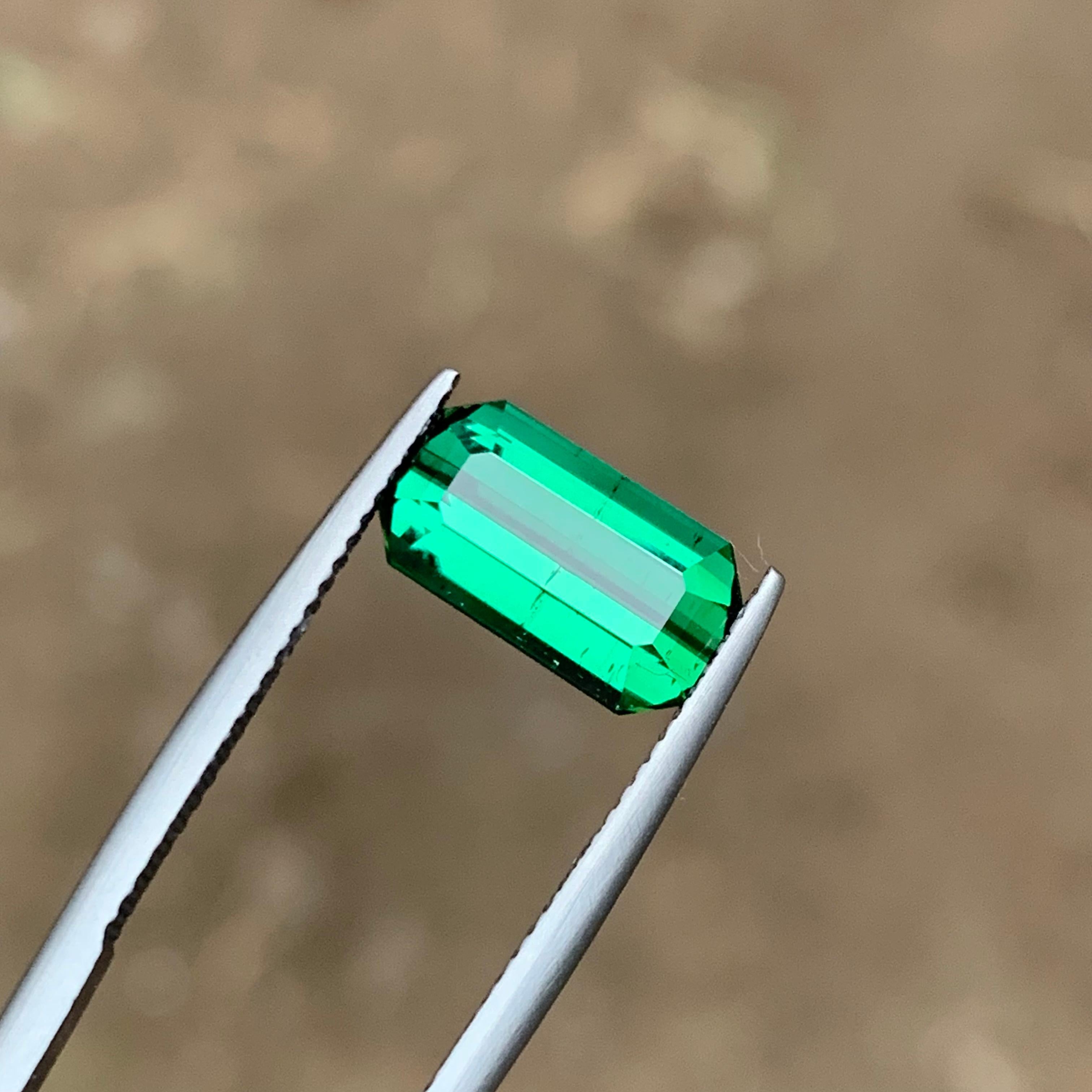Rare Green Natural Tourmaline Gemstone, 3.85 Carat Emerald Cut for Ring/Pendant 1
