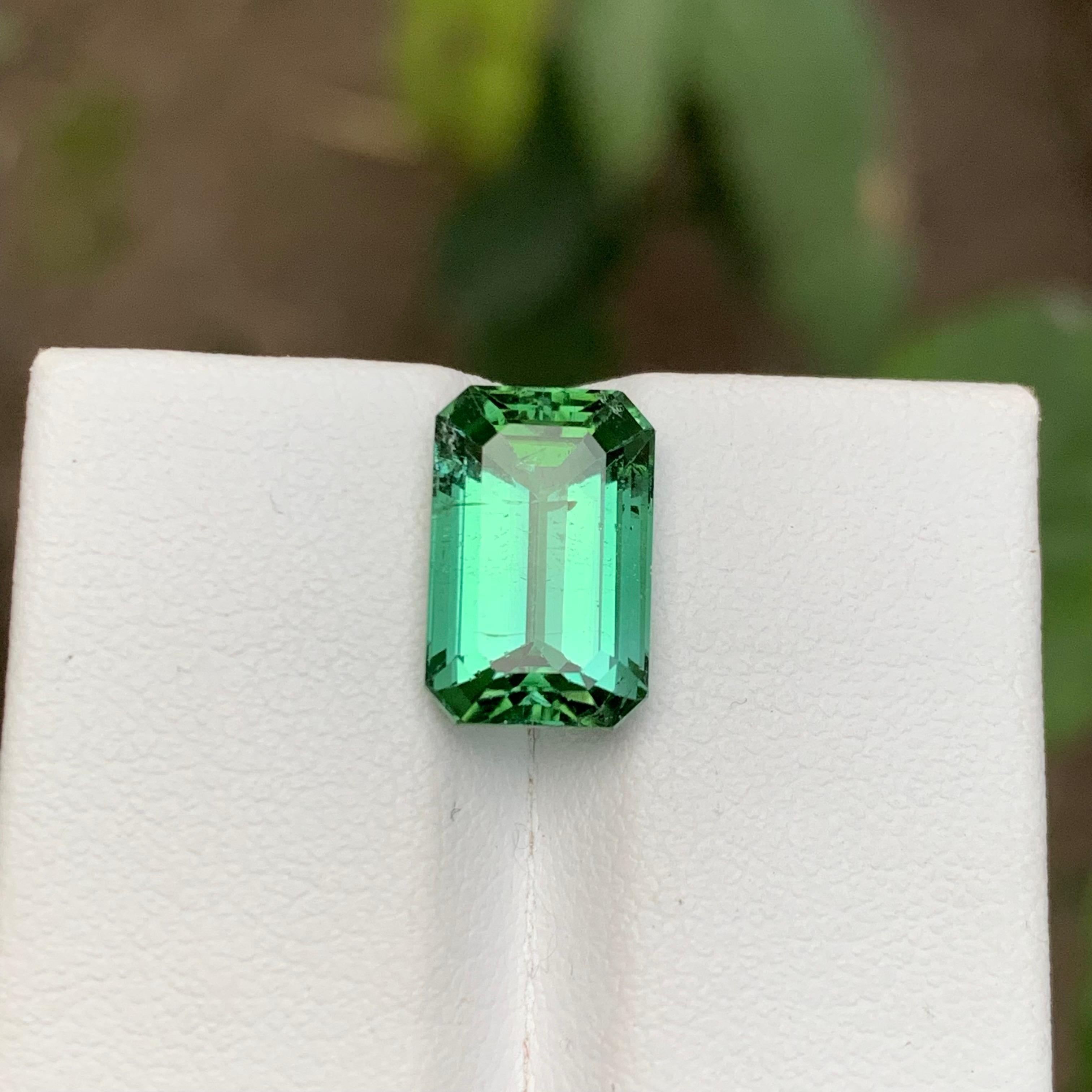 Contemporary Rare Green Natural Tourmaline Gemstone 4.80 Ct Step Emerald Cut for Ring/Jewelry For Sale
