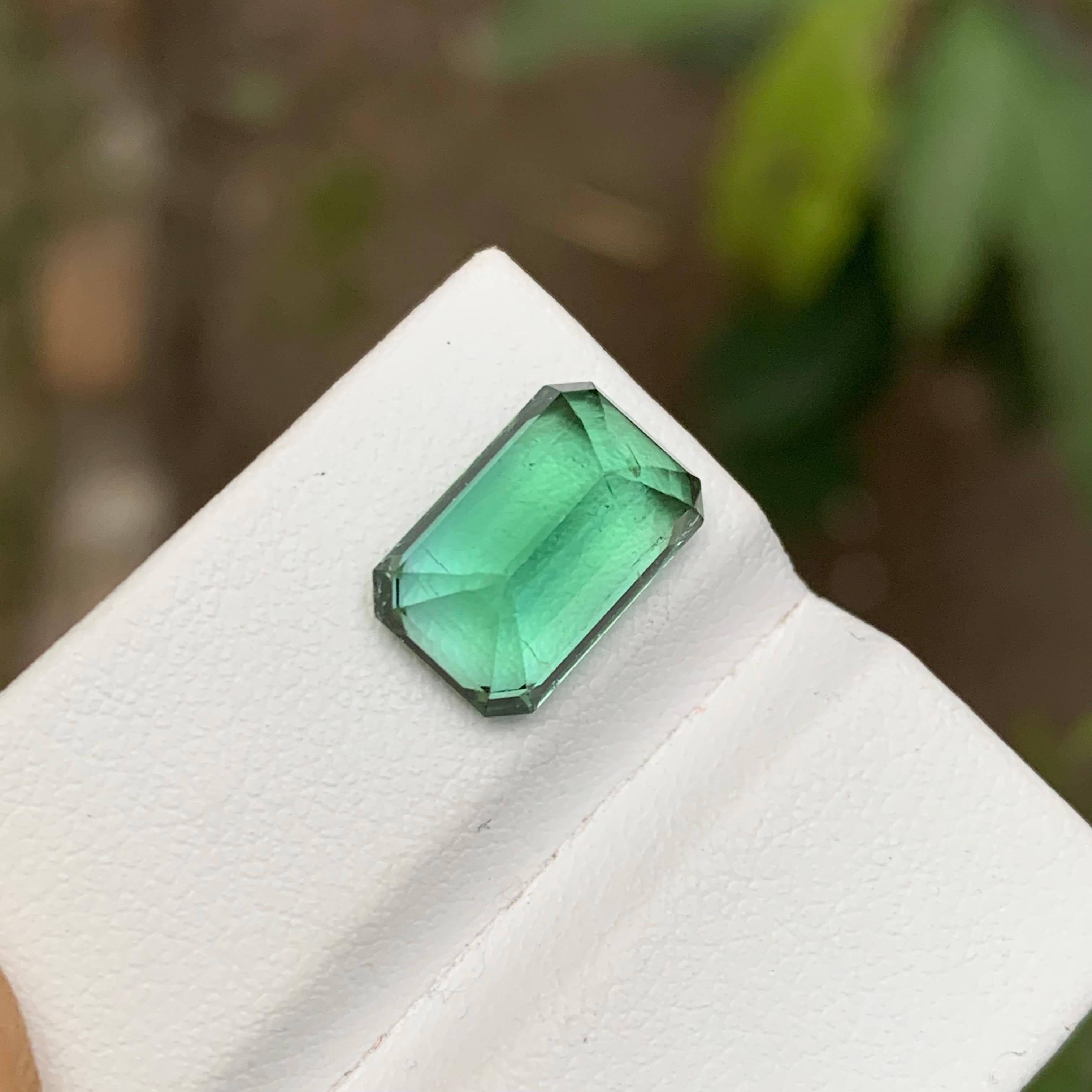 Women's or Men's Rare Green Natural Tourmaline Gemstone 4.80 Ct Step Emerald Cut for Ring/Jewelry For Sale
