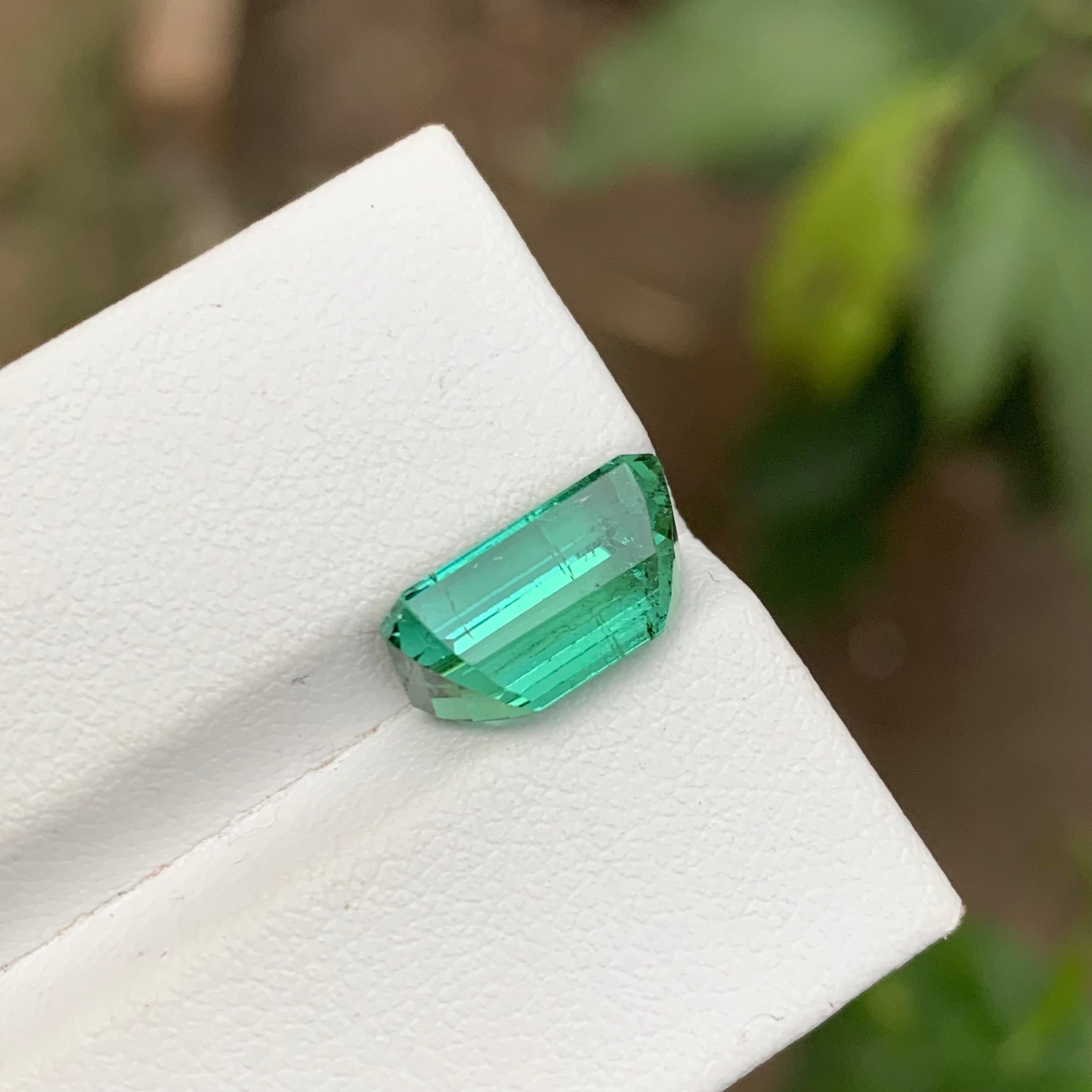 Rare Green Natural Tourmaline Gemstone 4.80 Ct Step Emerald Cut for Ring/Jewelry For Sale 1
