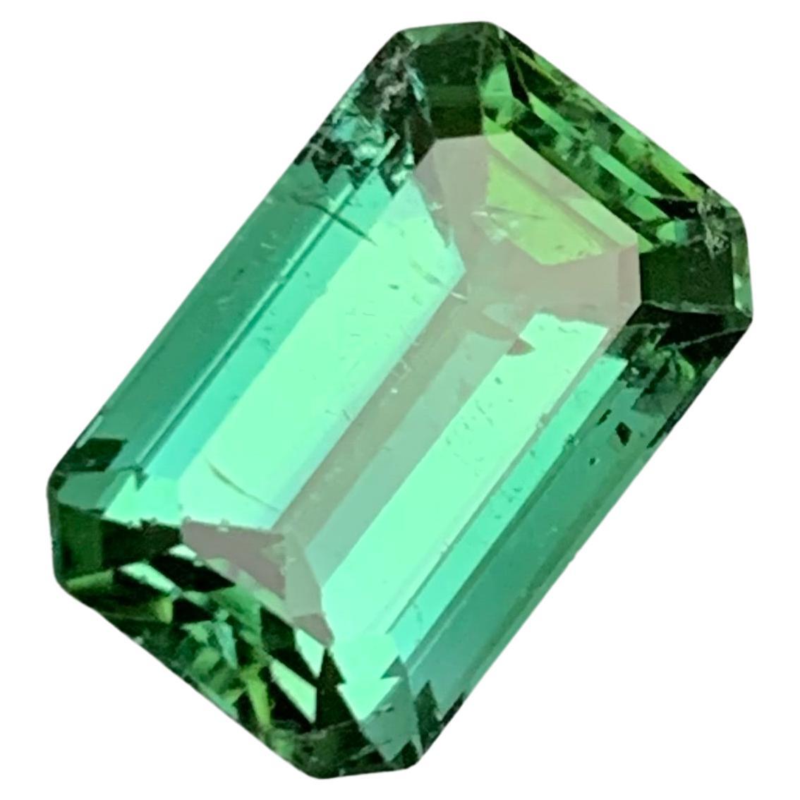 Rare Green Natural Tourmaline Gemstone 4.80 Ct Step Emerald Cut for Ring/Jewelry