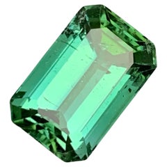 Gema de Turmalina Verde Natural Rara 4,80 qt talla esmeralda escalonada para anillo/joya