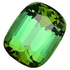 Gema de turmalina natural verde poco común, talla mixta cojín escalonada de 5,90 qt para anillo
