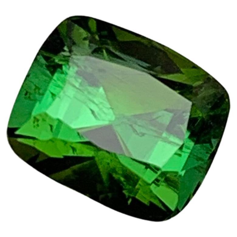 Rare Green Natural Tourmaline Loose Gemstone 2.10Ct Cushion Cut for Ring/Jewelry For Sale
