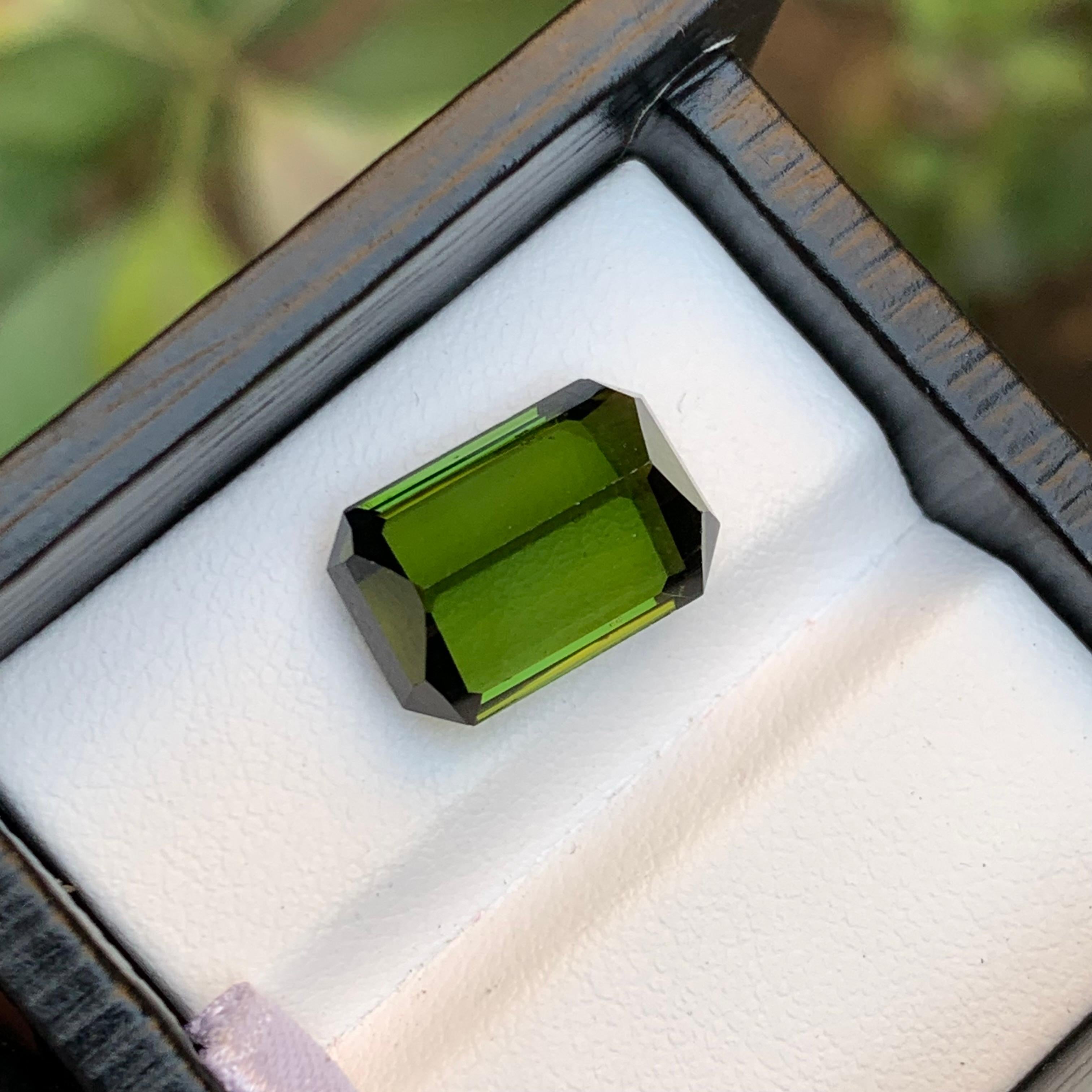 Rare Green Natural Tourmaline Loose Gemstone, 7.75 Ct-Emerald Cut Top Quality For Sale 6