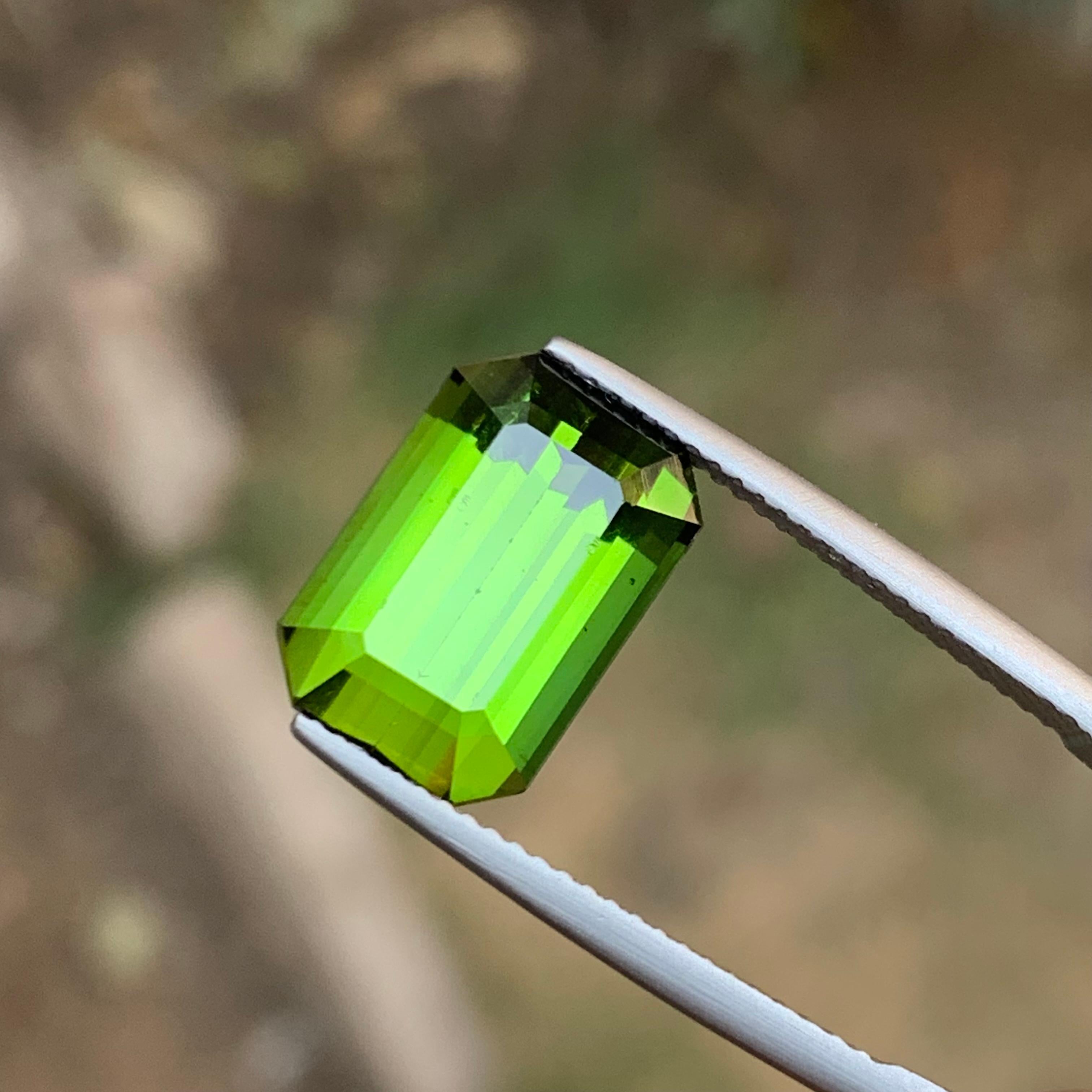 Rare Green Natural Tourmaline Loose Gemstone, 7.75 Ct-Emerald Cut Top Quality For Sale 5