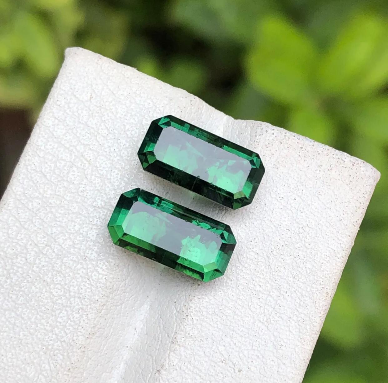 Rare Green Natural Tourmaline Loose Gemstones, 7.20 Ct-Emerald Cut Afghanistan For Sale 2