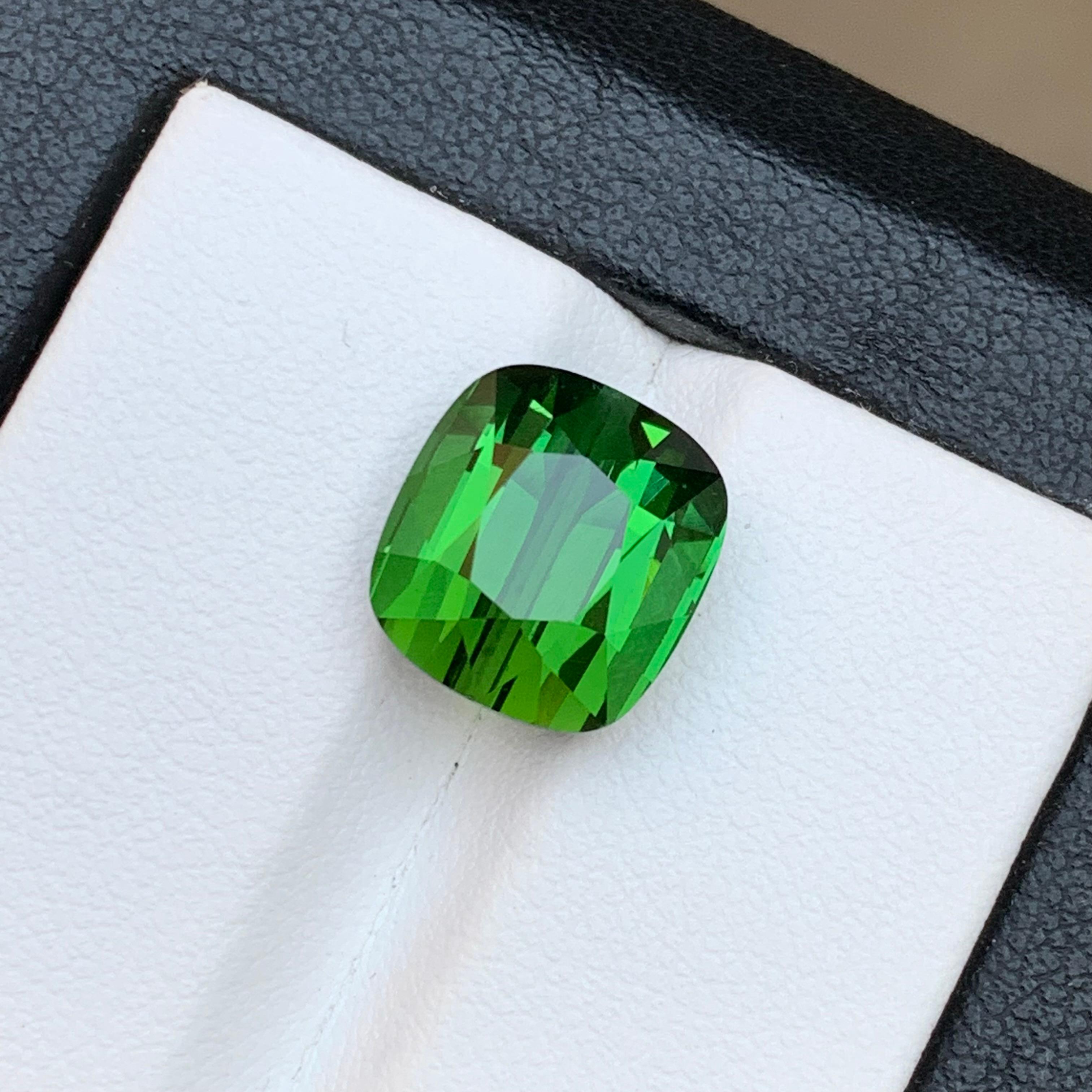 Rare Green Natural Tourmaline Ring Loose Gemstone 7.55 Ct Cushion Cut-Jewelry For Sale 5