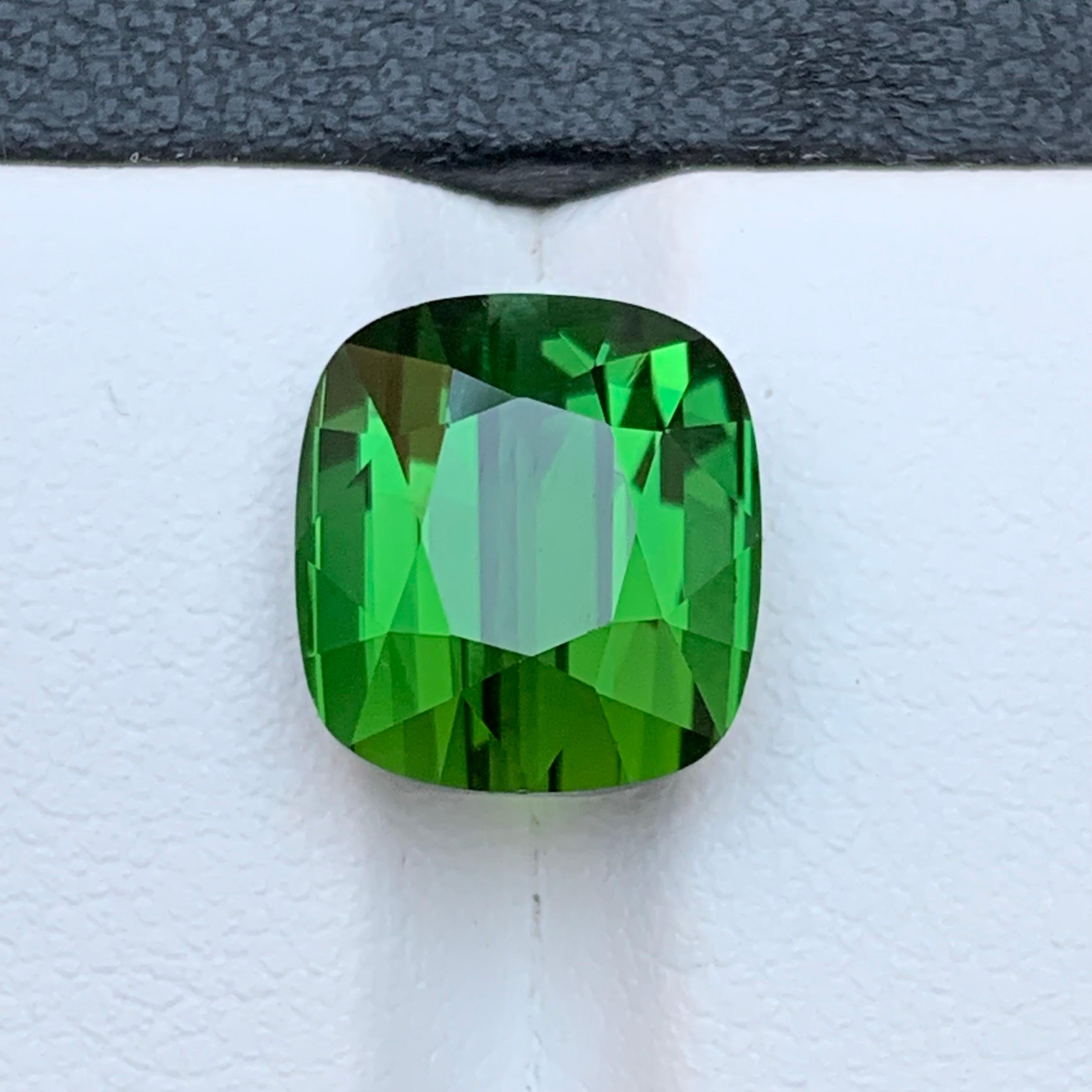 Rare Green Natural Tourmaline Ring Loose Gemstone 7.55 Ct Cushion Cut-Jewelry For Sale 7