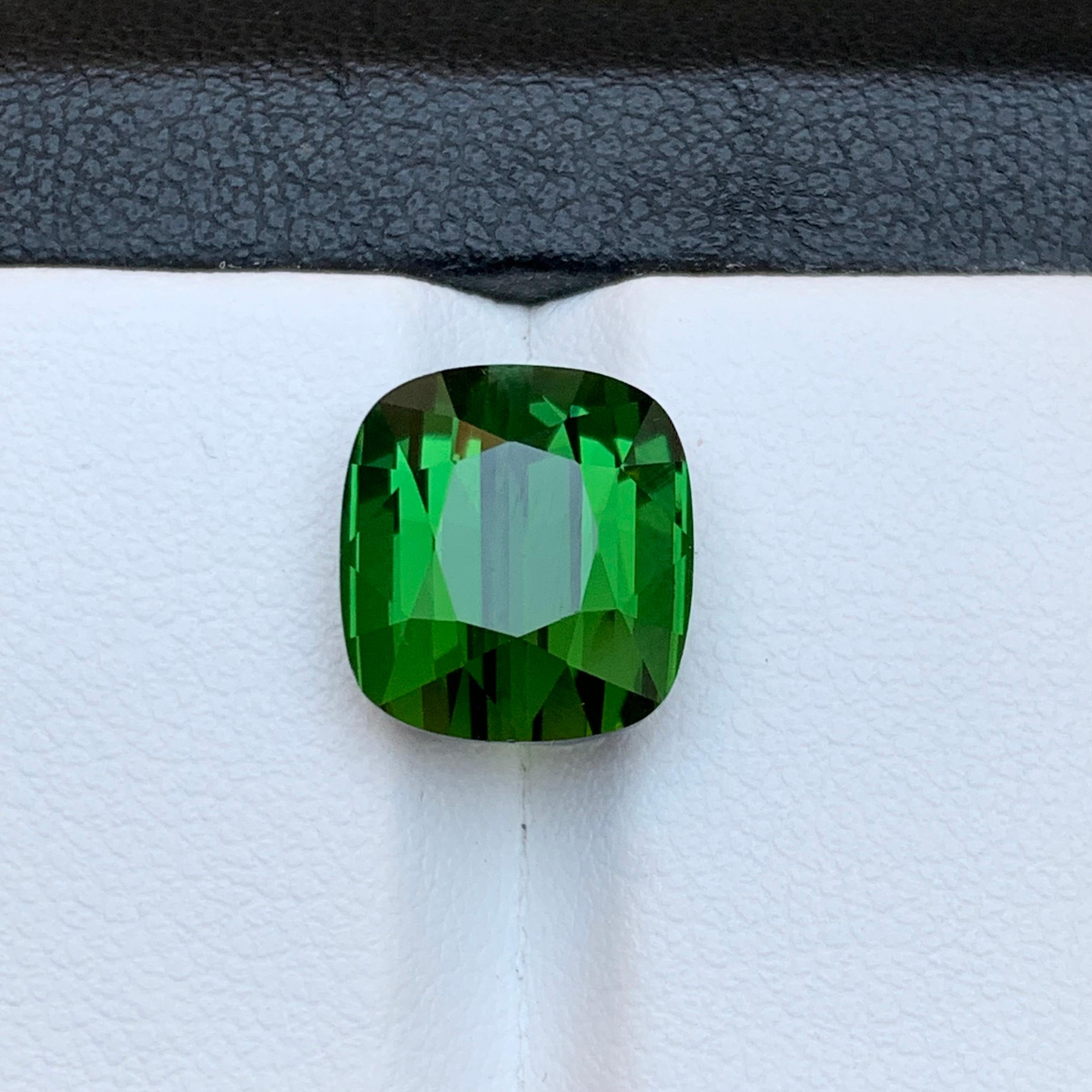 Rare Green Natural Tourmaline Ring Loose Gemstone 7.55 Ct Cushion Cut-Jewelry For Sale 9