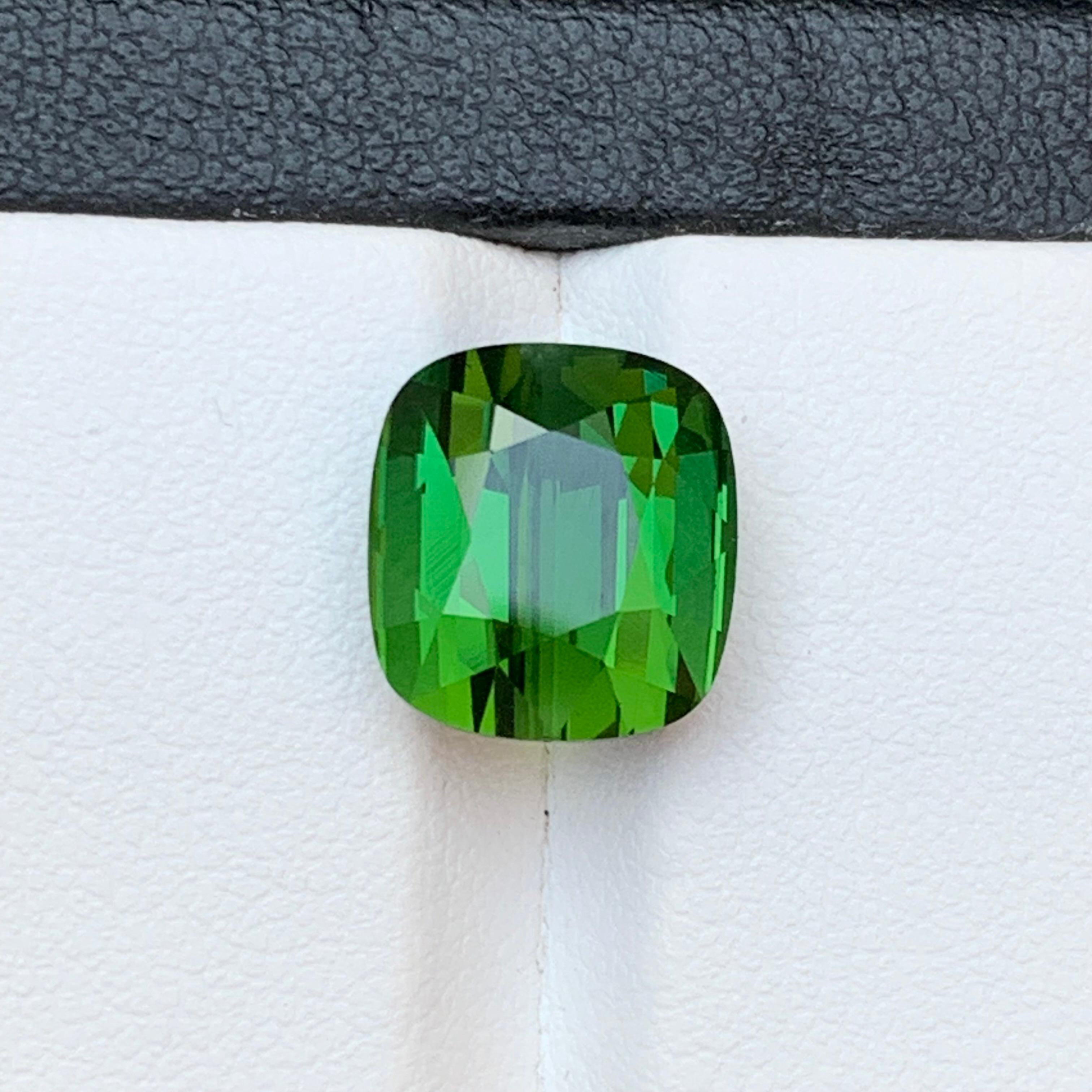 Rare Green Natural Tourmaline Ring Loose Gemstone 7.55 Ct Cushion Cut-Jewelry For Sale 2