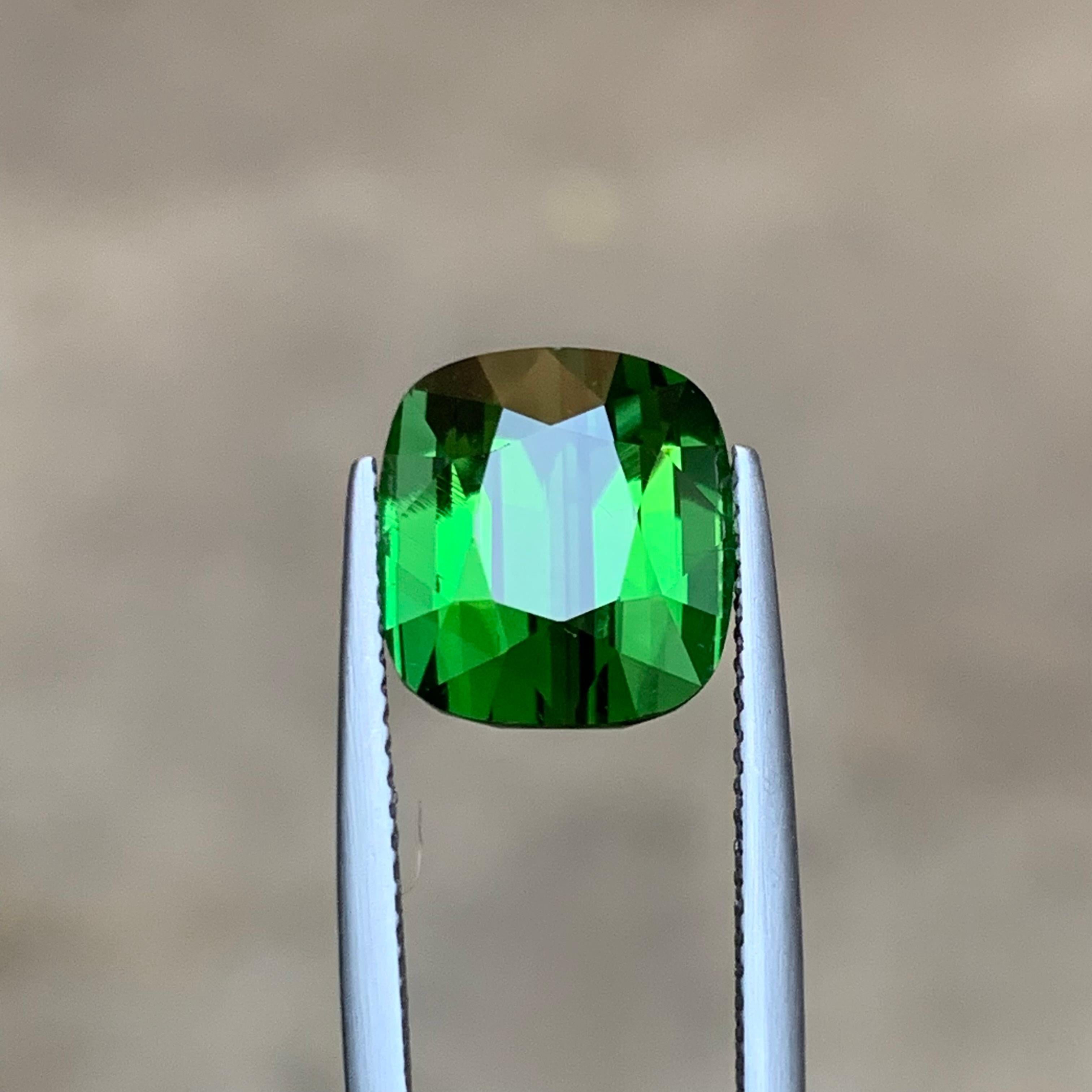 Rare Green Natural Tourmaline Ring Loose Gemstone 7.55 Ct Cushion Cut-Jewelry For Sale 3