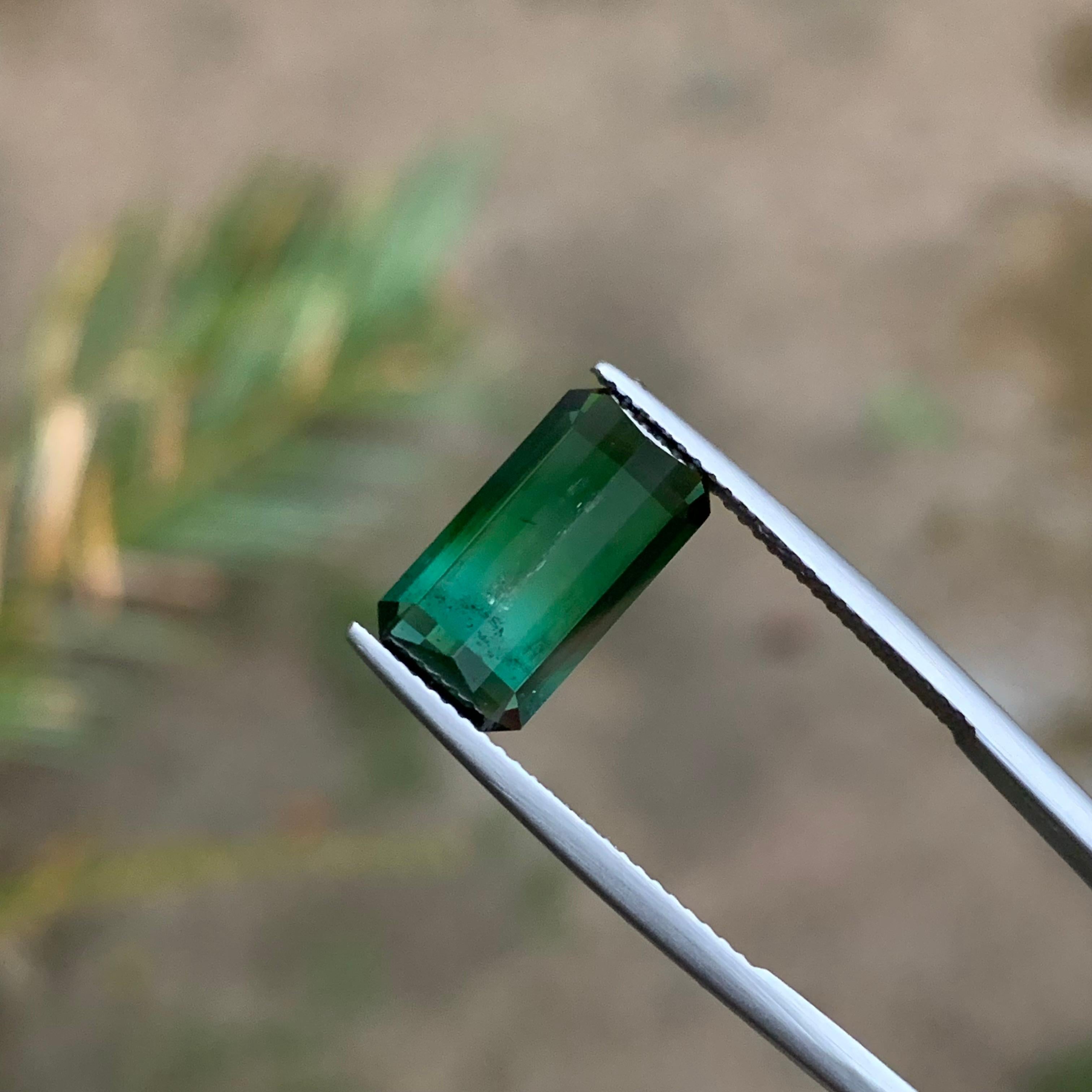 Rare Green & Neon Blue Bicolor Tourmaline Gemstone, 5.05 Ct Emerald Cut for Ring For Sale 5