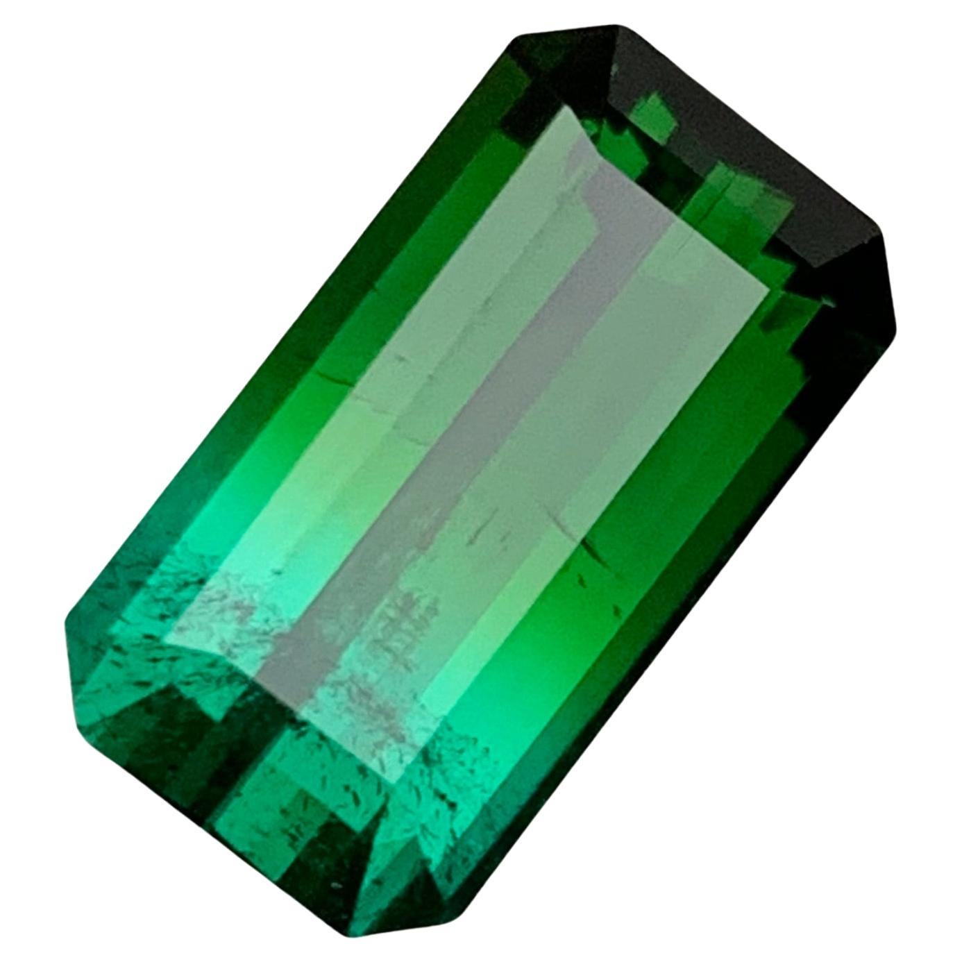 Rare Green & Neon Blue Bicolor Tourmaline Gemstone, 5.05 Ct Emerald Cut for Ring For Sale