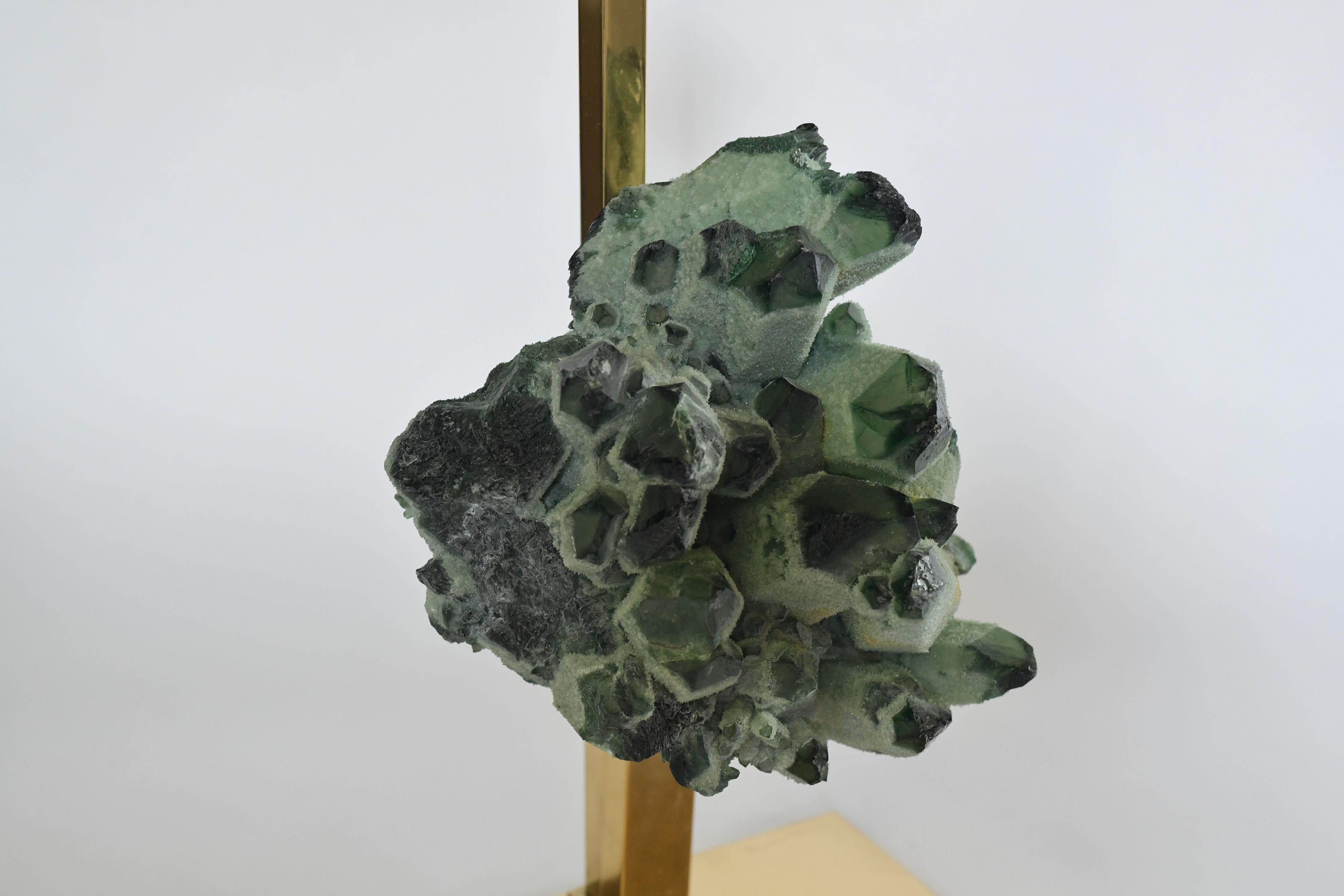 Rare Green Rock Crystal Cluster Lamps by Phoenix In Excellent Condition For Sale In New York, NY