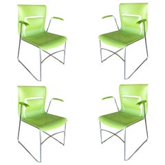 Rare fauteuil « Rhythm » de style vert Stylex par Sava Cvek, lot de 4