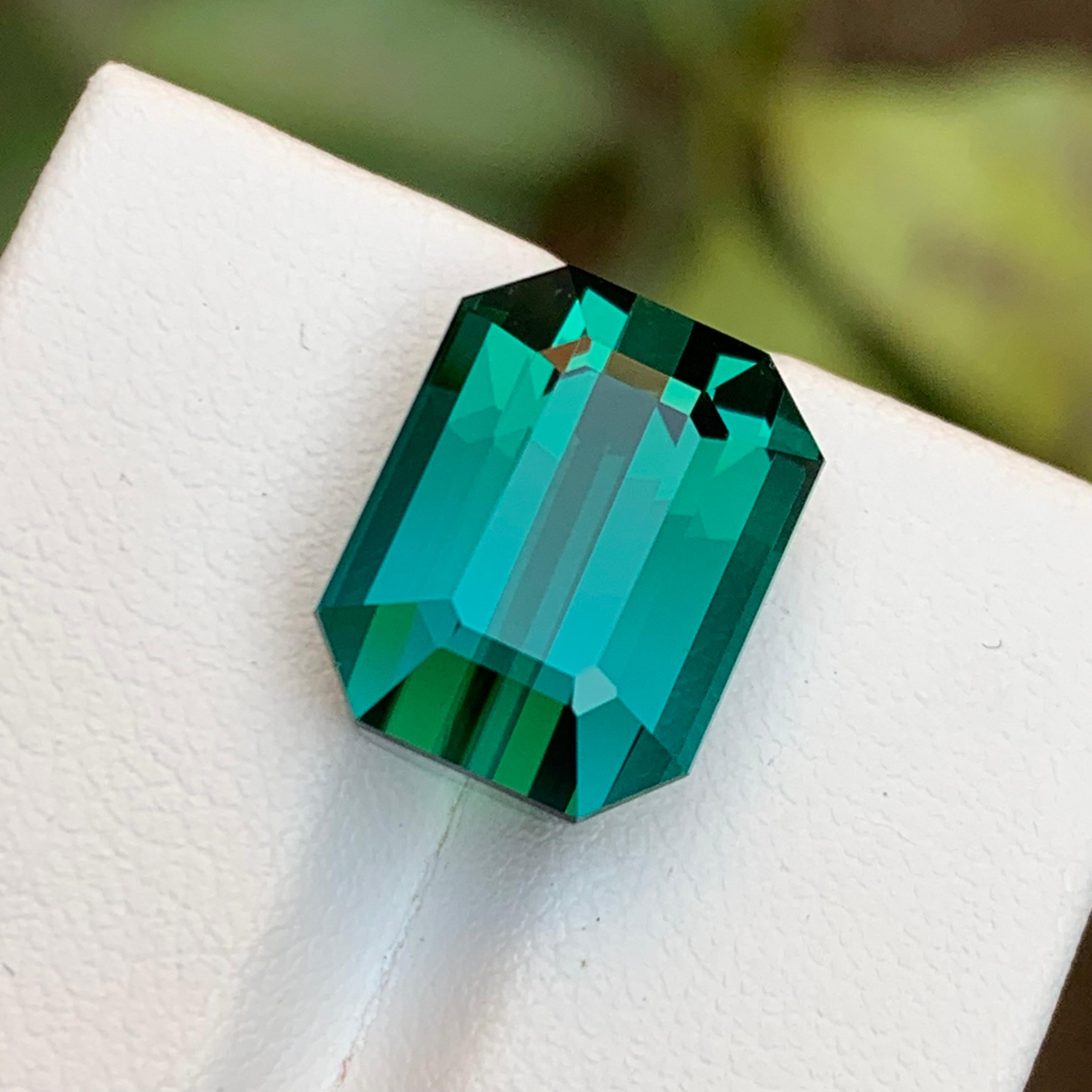 Rare Greenish Blue Flawless Natural Tourmaline Gemstone, 13.05 Ct Emerald Cut Af For Sale 7