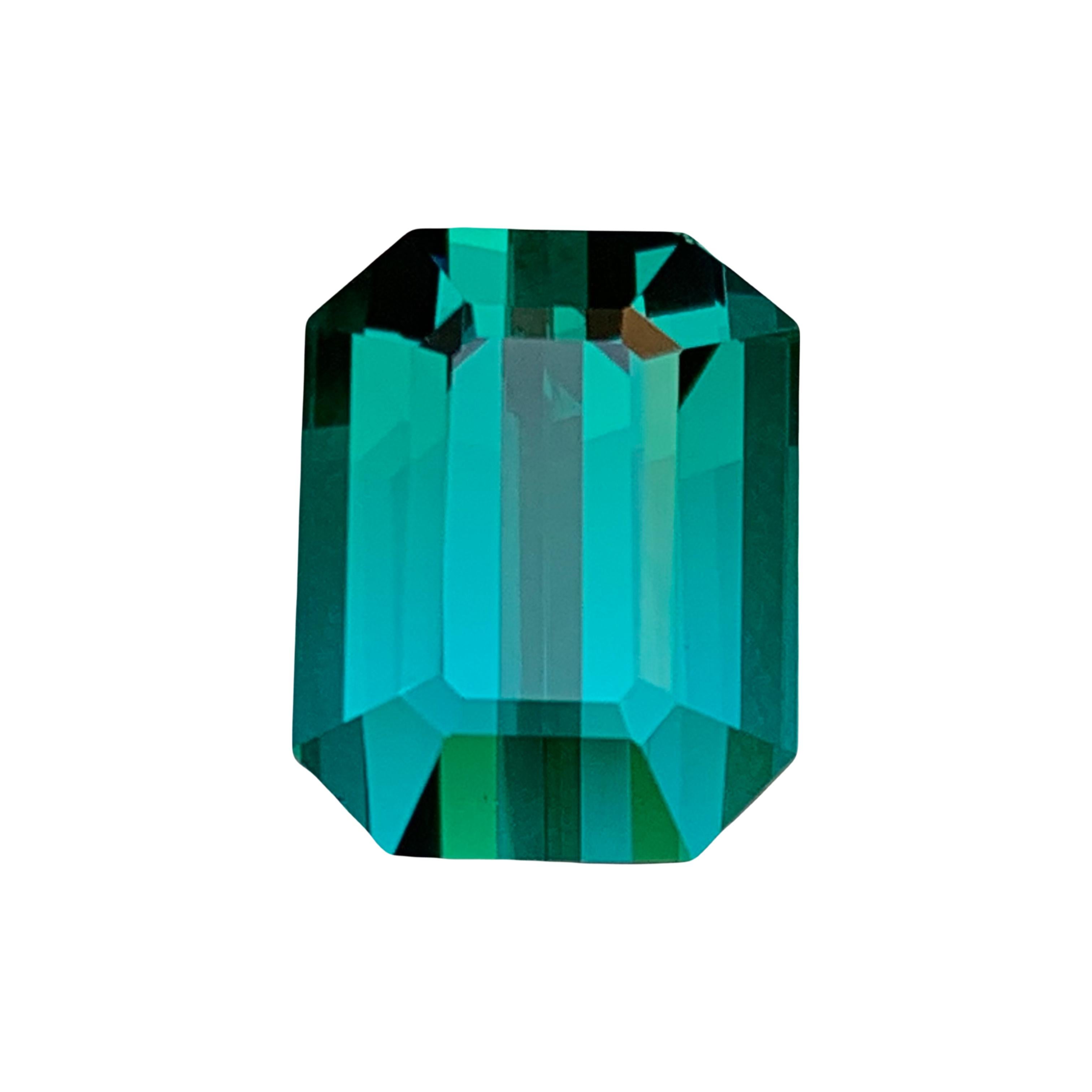 Rare Greenish Blue Flawless Natural Tourmaline Gemstone, 13.05 Ct Emerald Cut Af For Sale 9