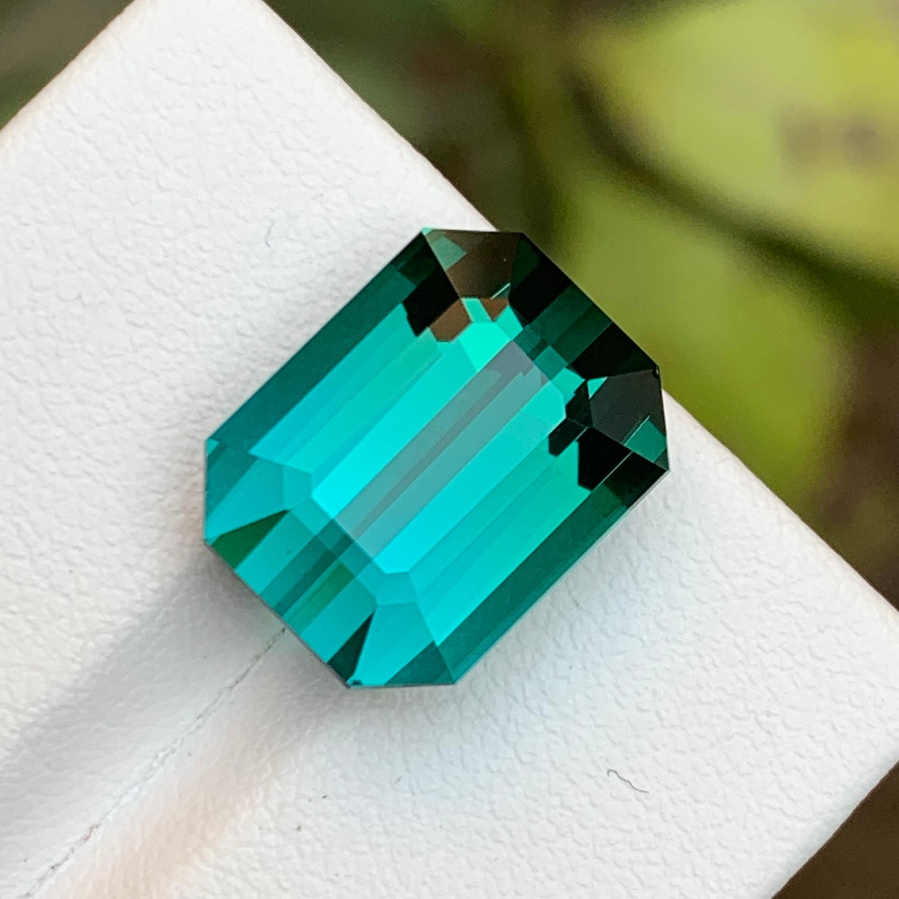 Rare Greenish Blue Flawless Natural Tourmaline Gemstone, 13.05 Ct Emerald Cut Af For Sale 13
