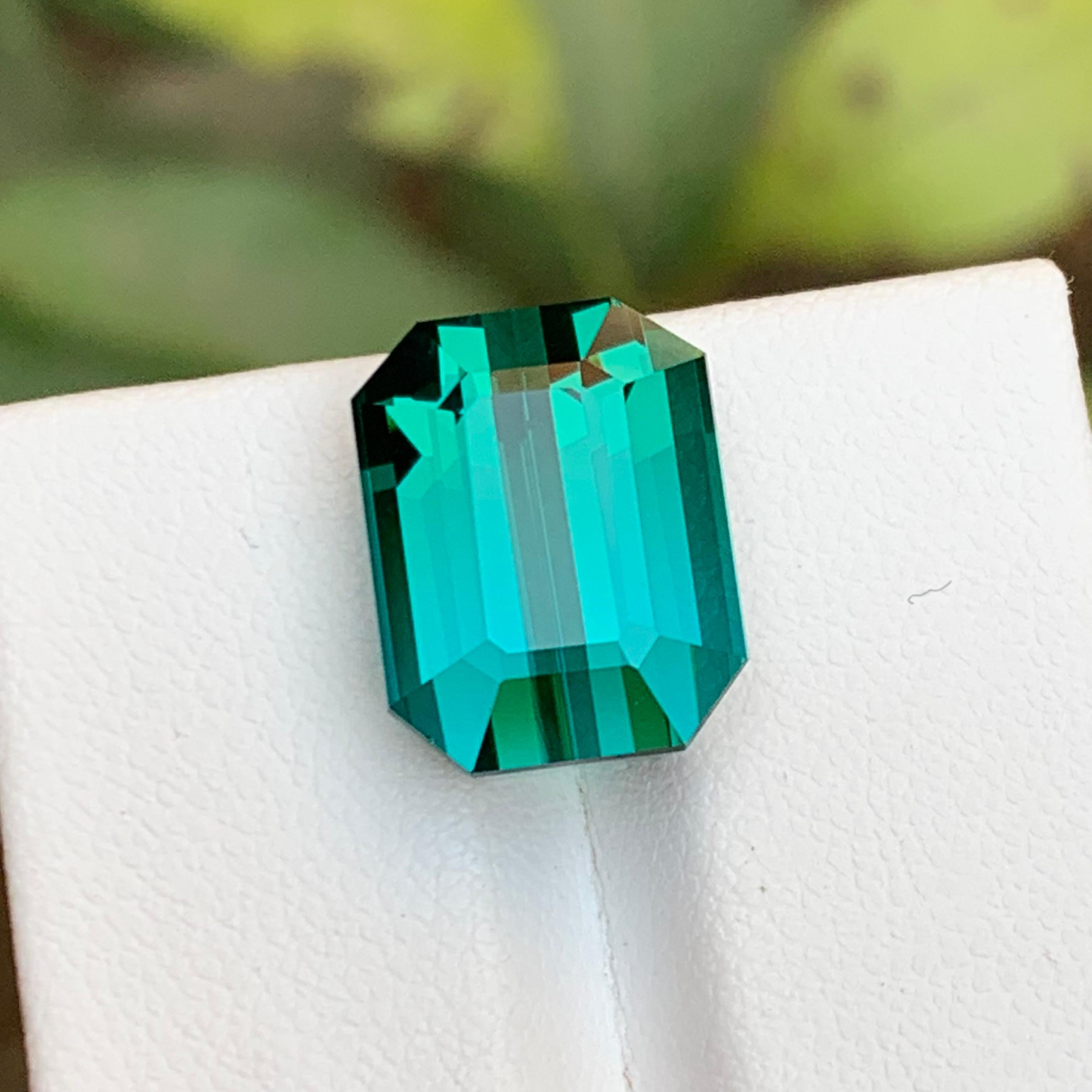 Rare Greenish Blue Flawless Natural Tourmaline Gemstone, 13.05 Ct Emerald Cut Af For Sale 12