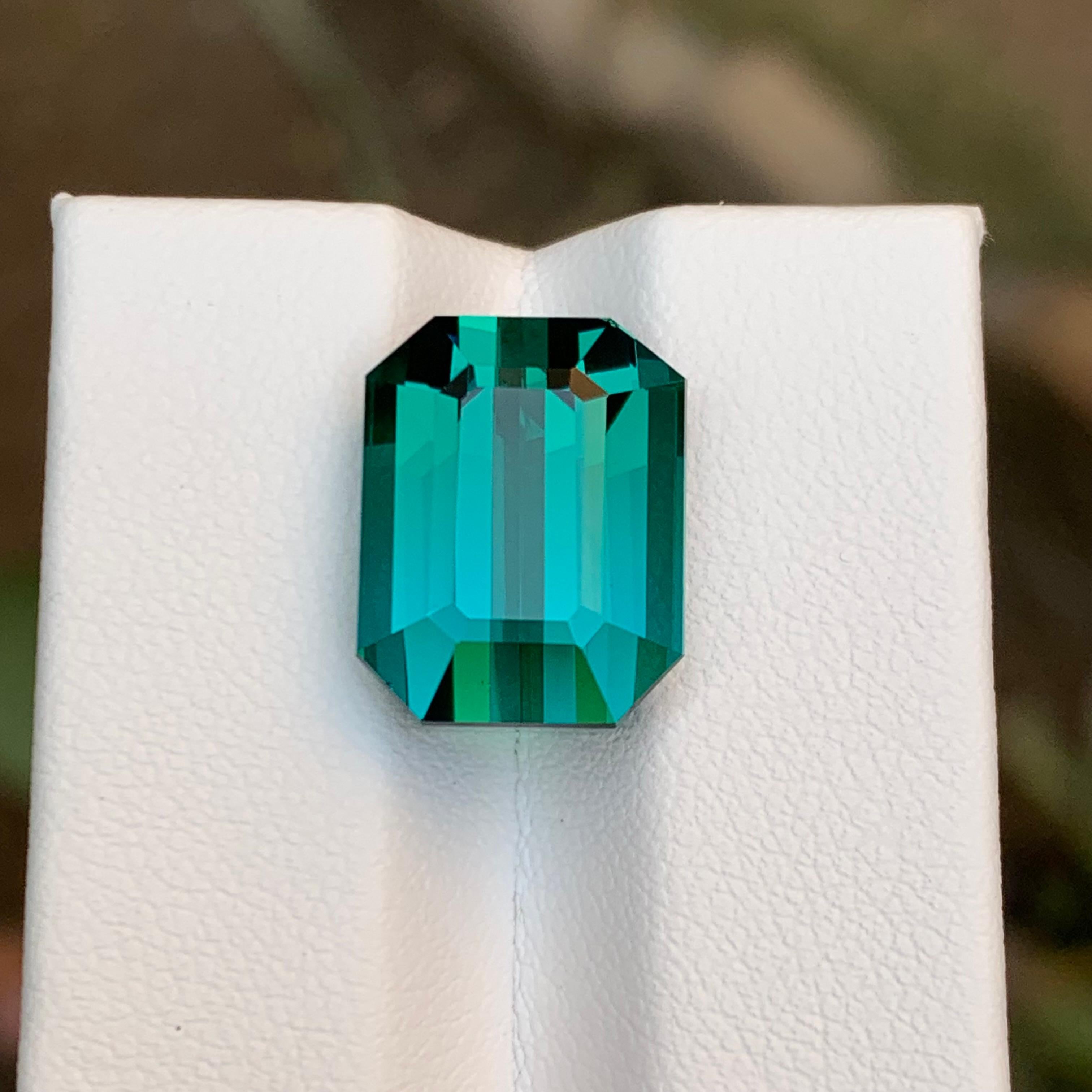 Rare Greenish Blue Flawless Natural Tourmaline Gemstone, 13.05 Ct Emerald Cut Af For Sale 4